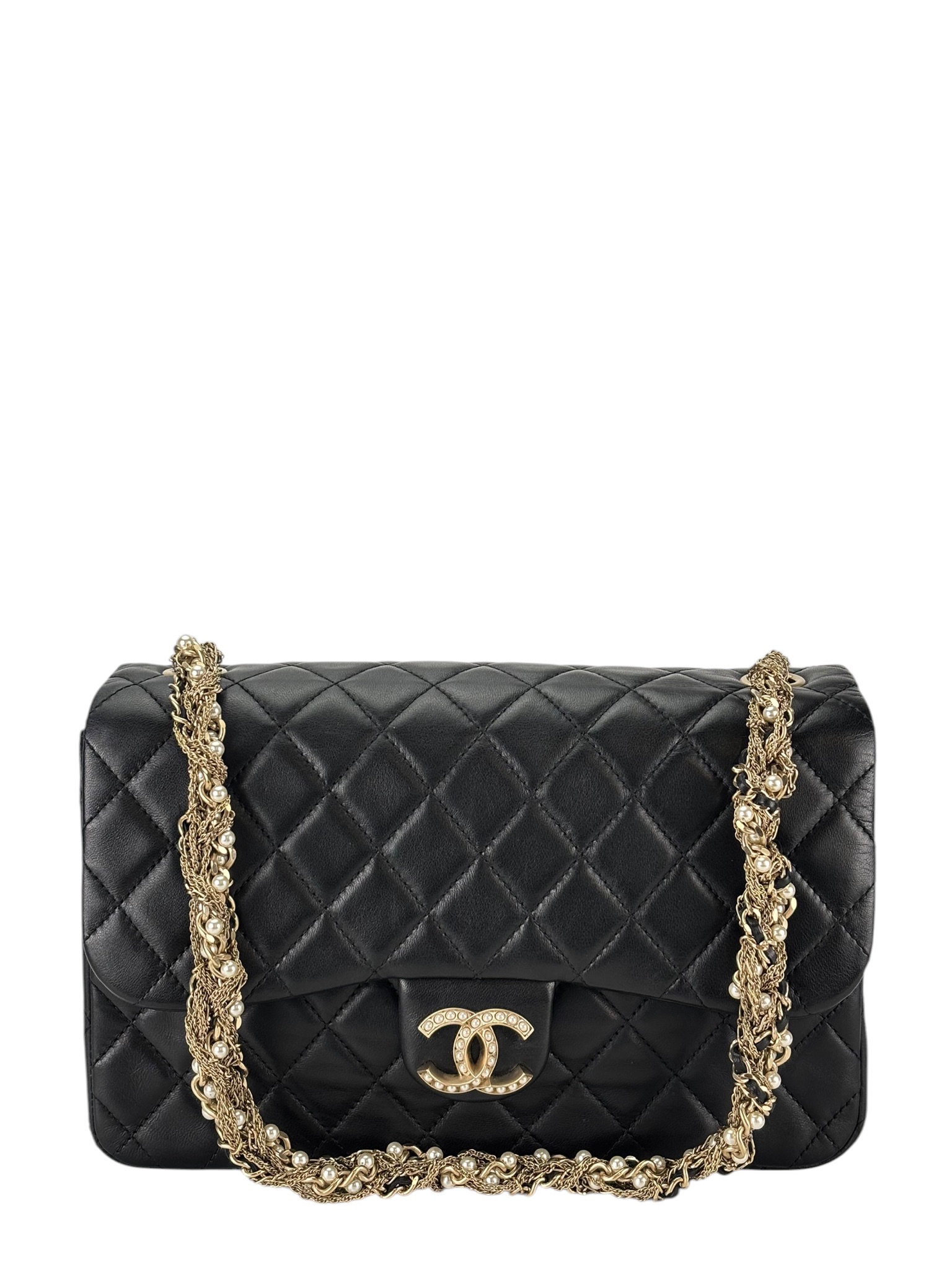 CHANEL - Black Lambskin Matelasse Westminster Chain Shoulder Bag