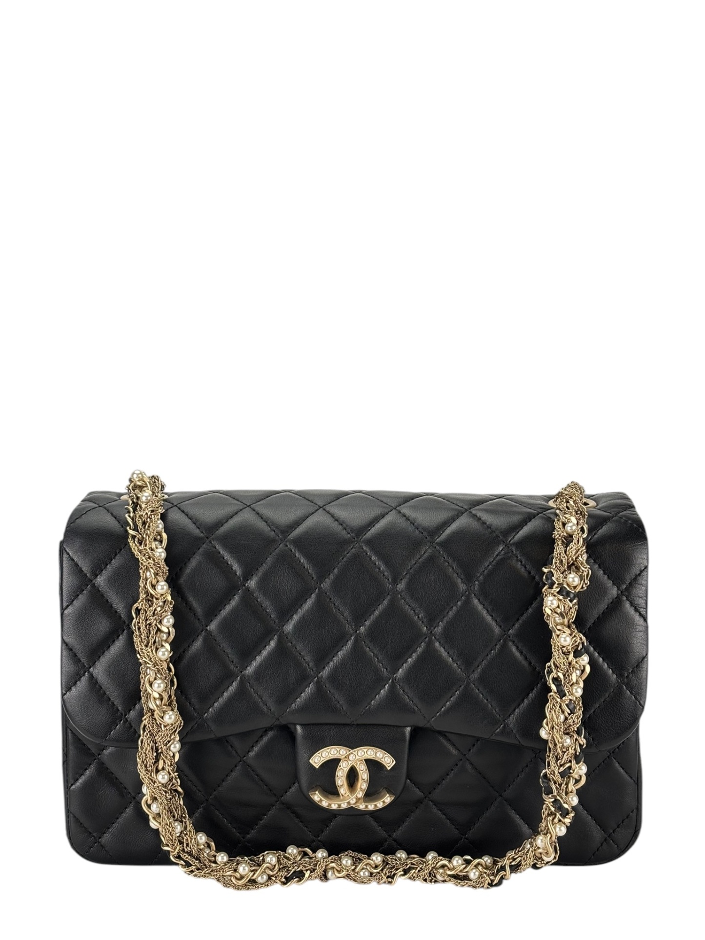 CHANEL - Black Lambskin Matelasse Westminster Chain Shoulder Bag