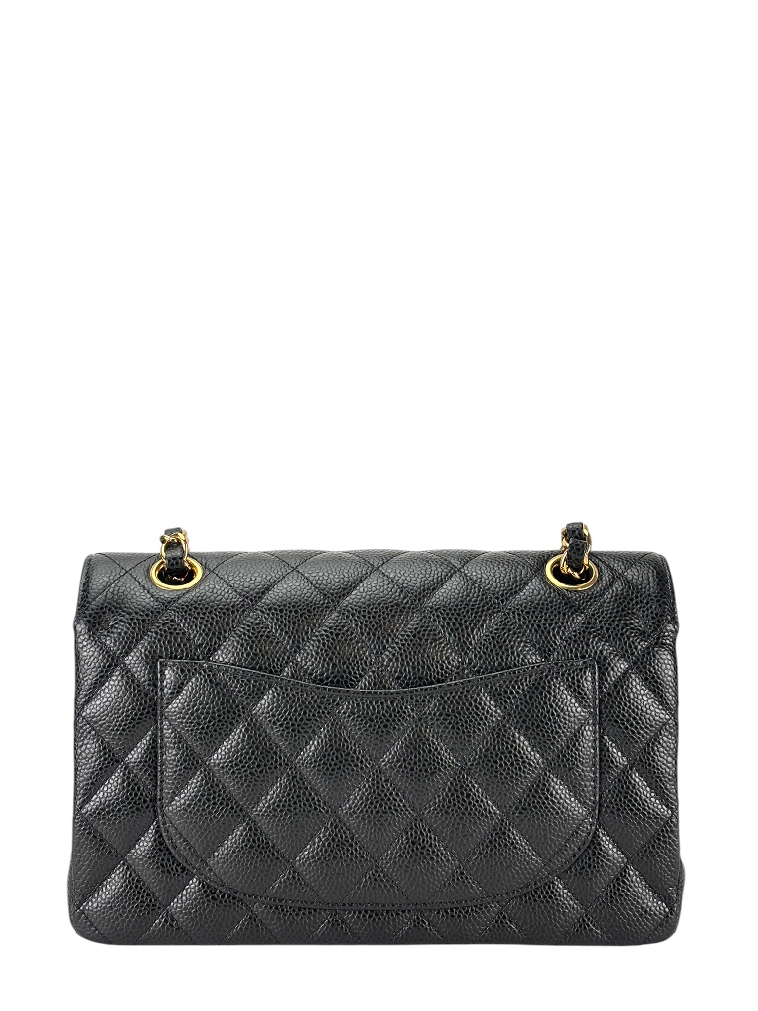 CHANEL - Small Classic Double Flap Bag Black Caviar Gold Hardware (CF23)