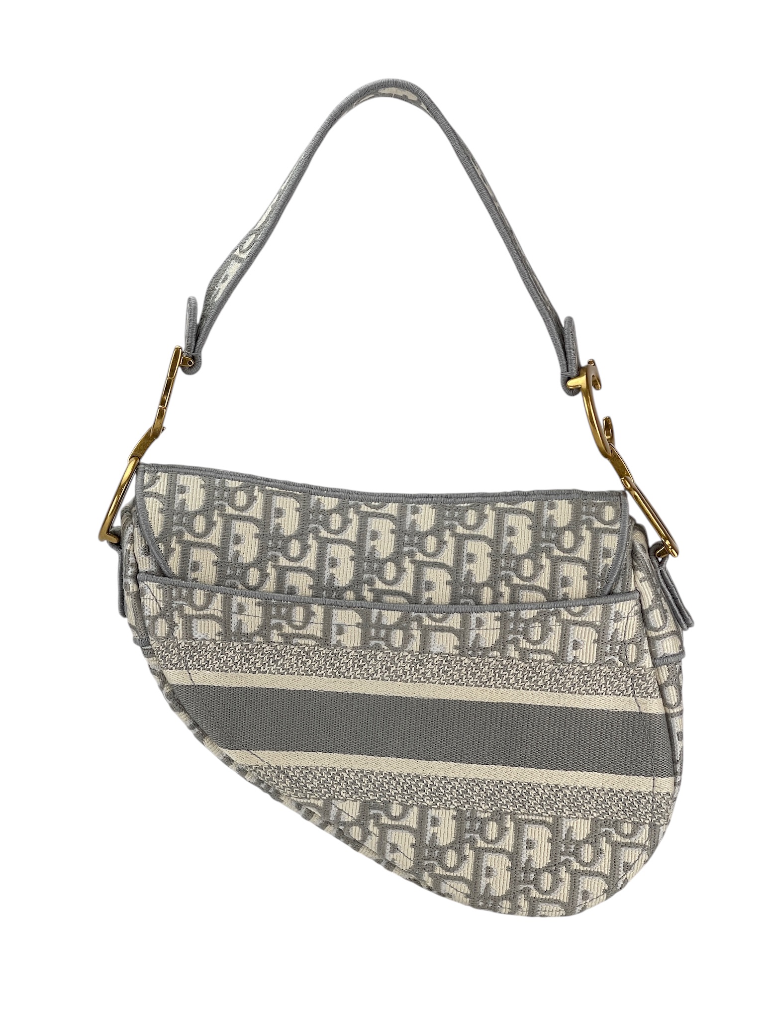 CHRISTIAN DIOR - Gray Canvas Trotter Saddle Bag