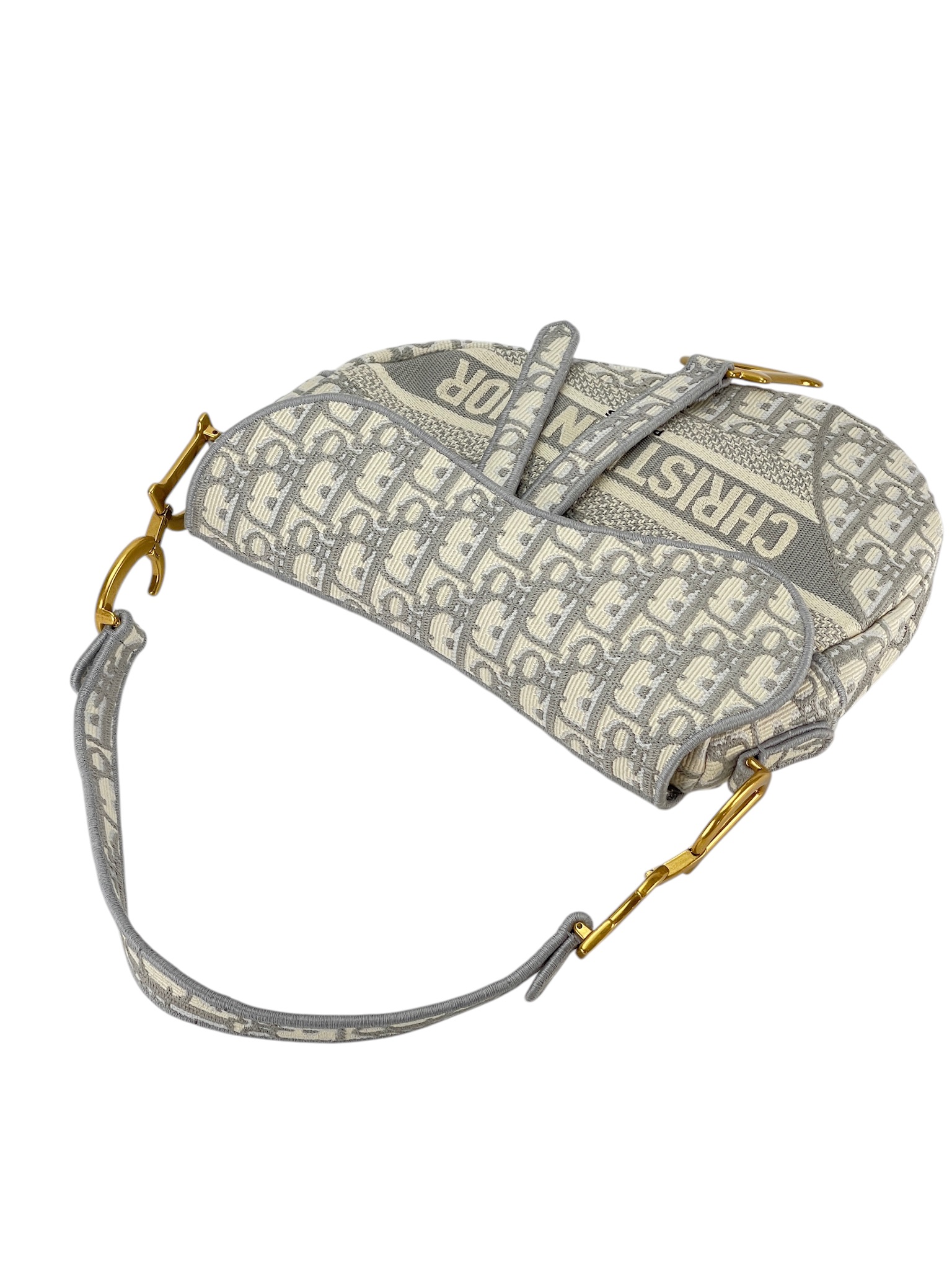CHRISTIAN DIOR - Gray Canvas Trotter Saddle Bag – Camellia Vintage