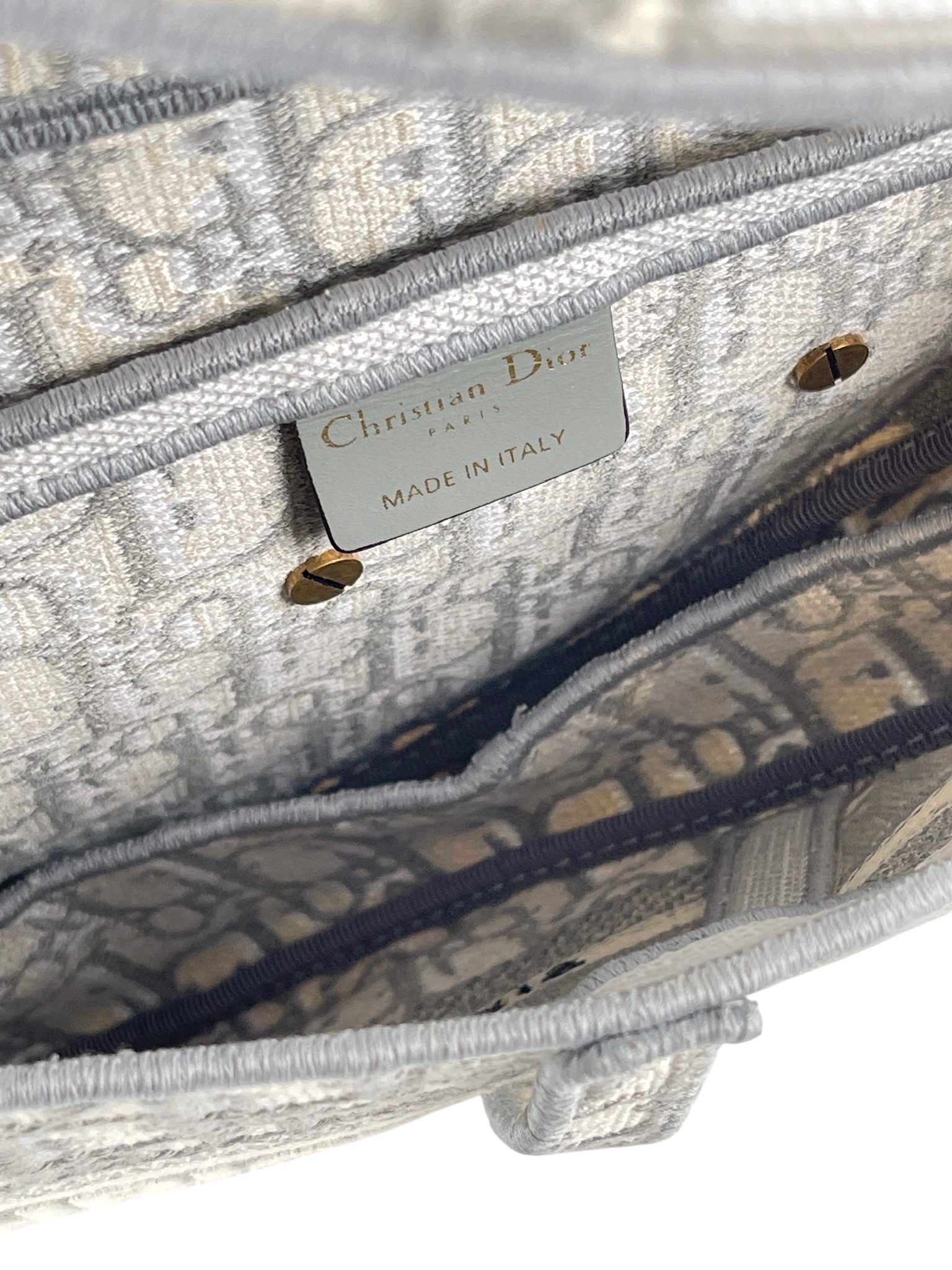 CHRISTIAN DIOR - Gray Canvas Trotter Saddle Bag – Camellia Vintage