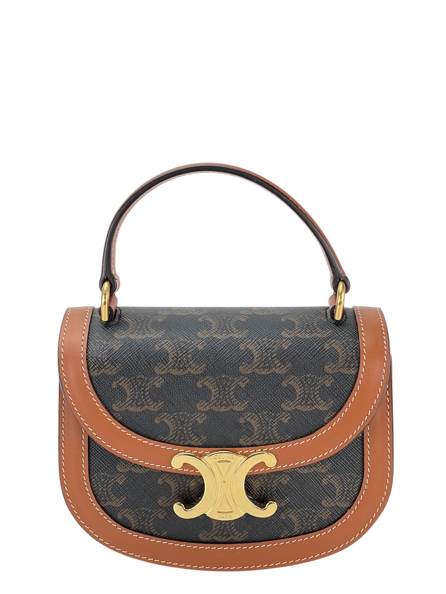CELINE - Brown Canvas Triomphe Mini Besace Clea 2-Way Bag