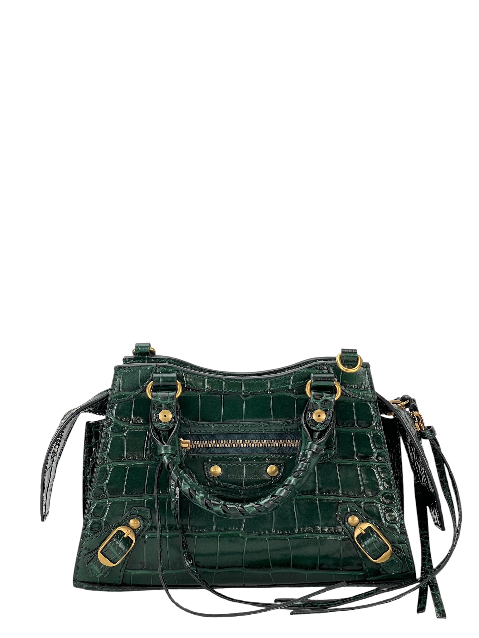 BALENCIAGA - Green Leather Neo Classic Shoulder Bag