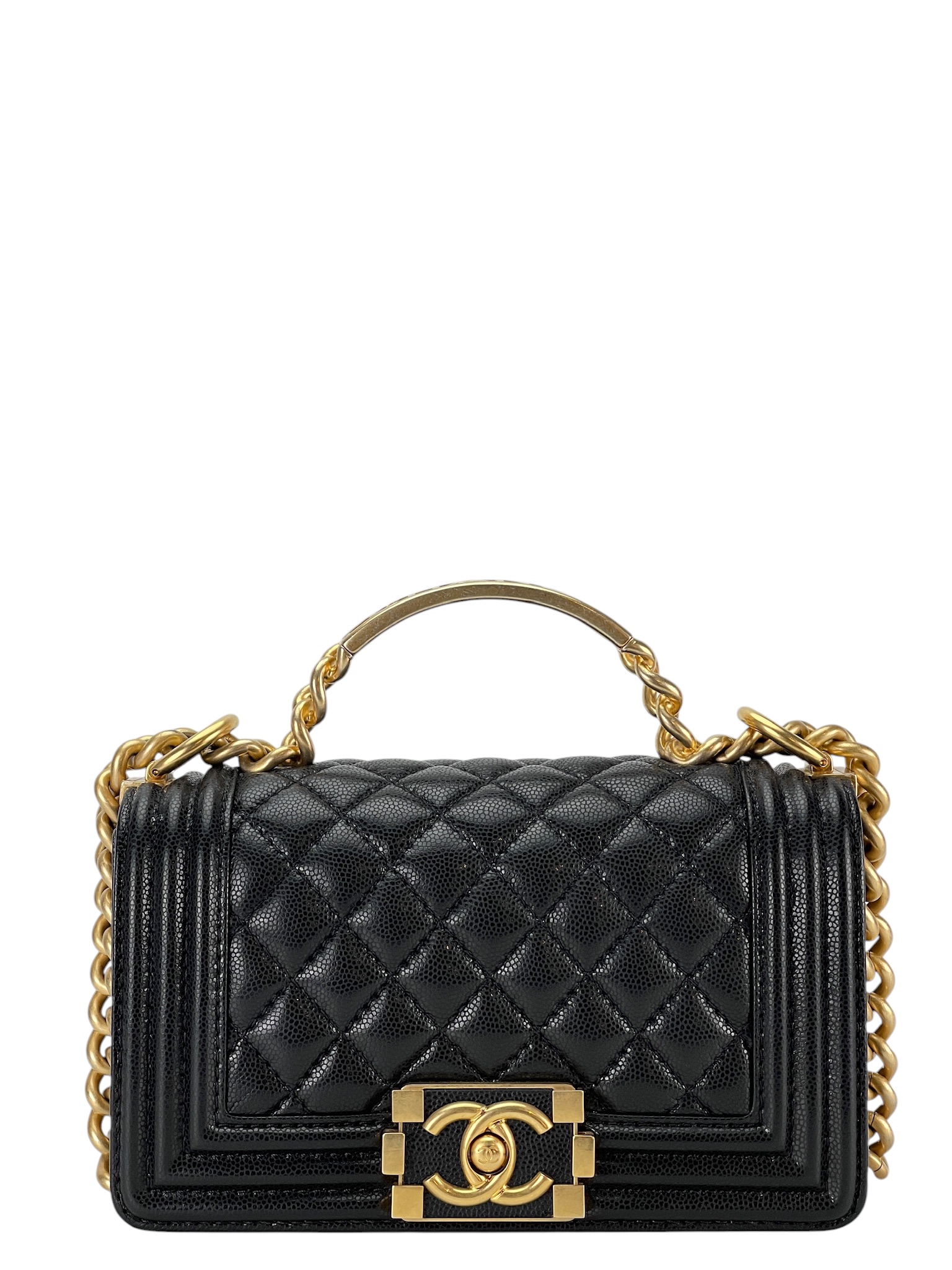 CHANEL - Small Boy Flap Bag Black Caviar Gold Hardware