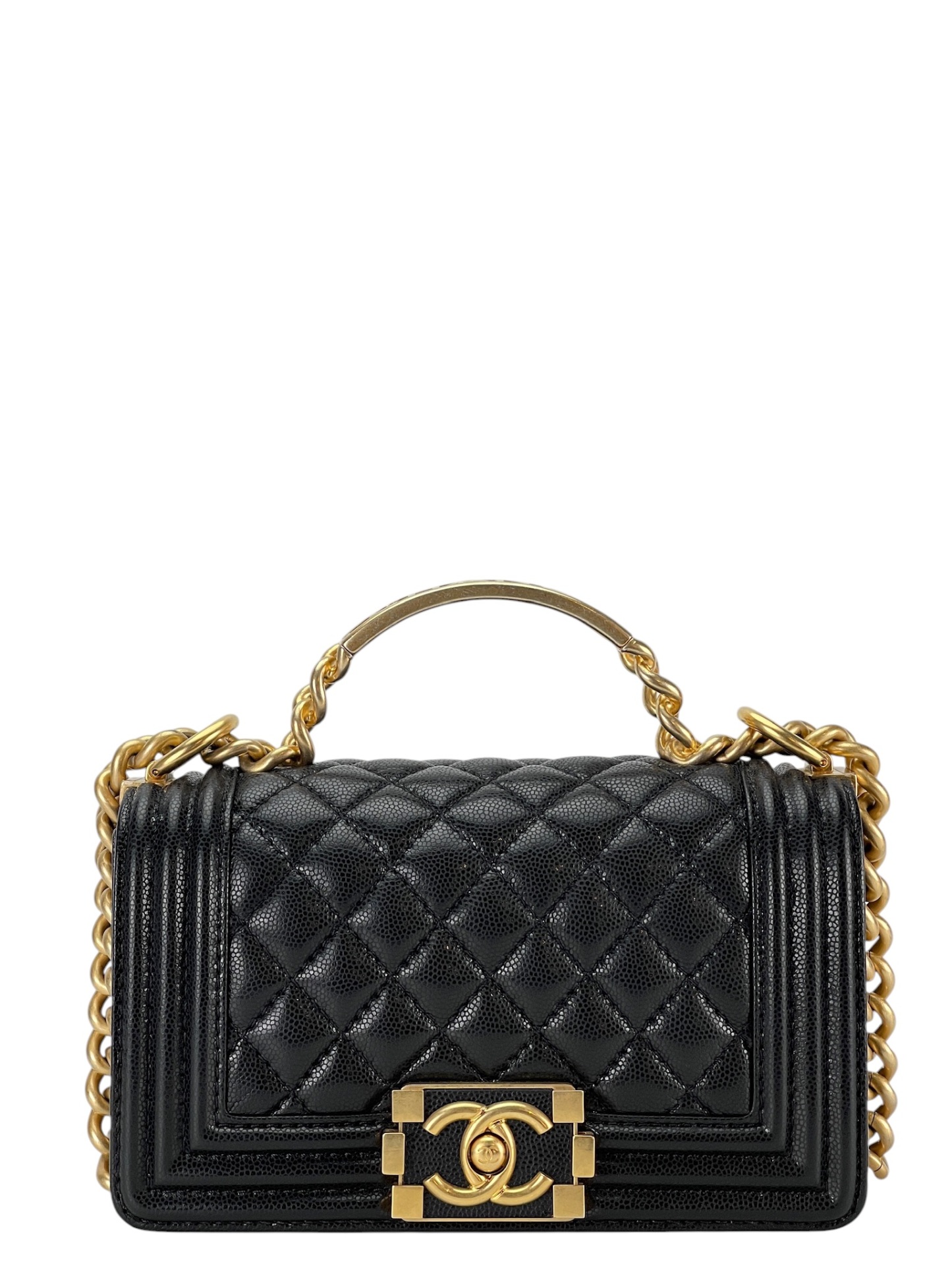 CHANEL - 23B Small Boy CoCo Top Handle Bag Black Caviar Gold