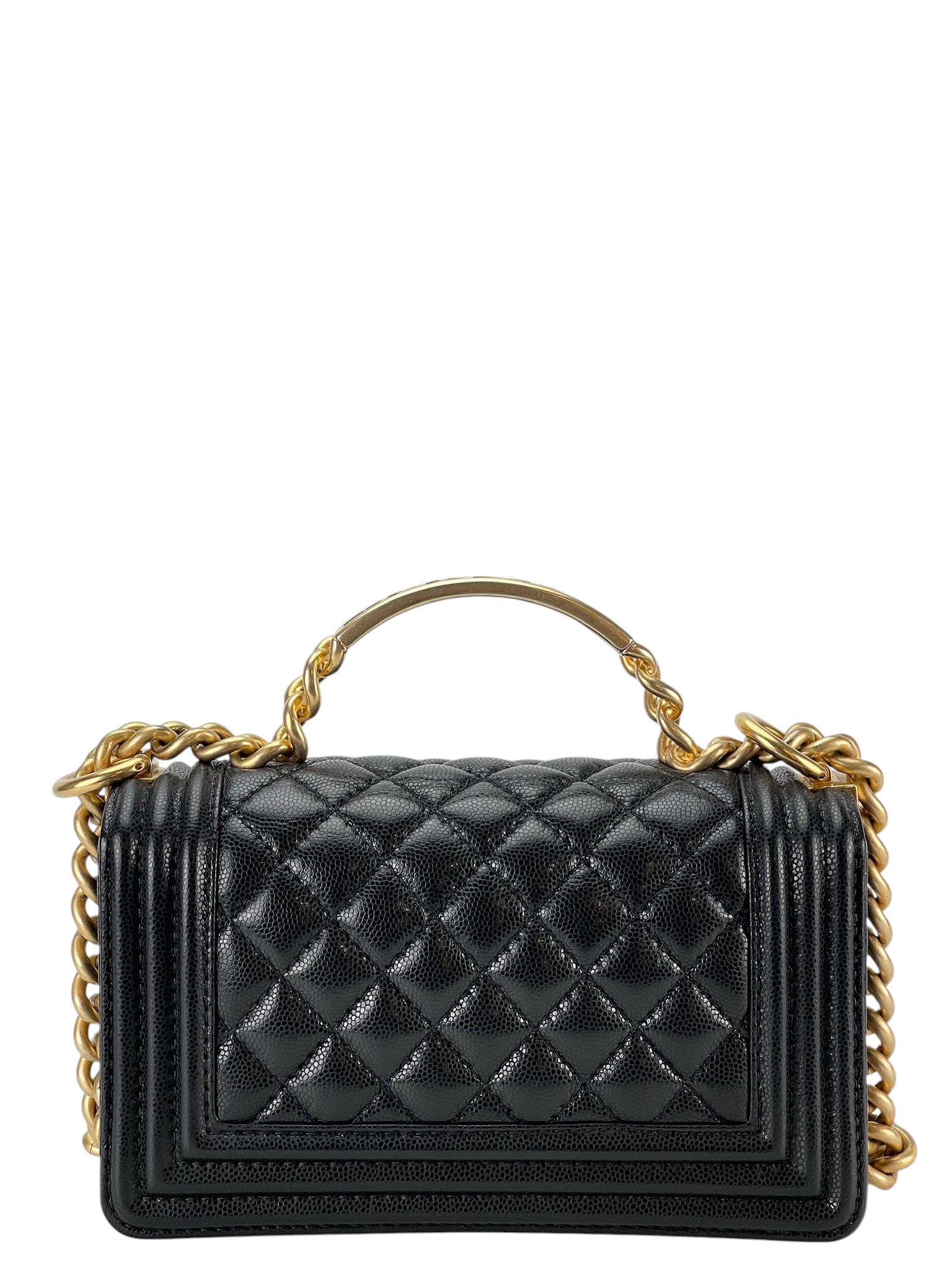 CHANEL - 23B Small Boy CoCo Top Handle Bag Black Caviar Gold