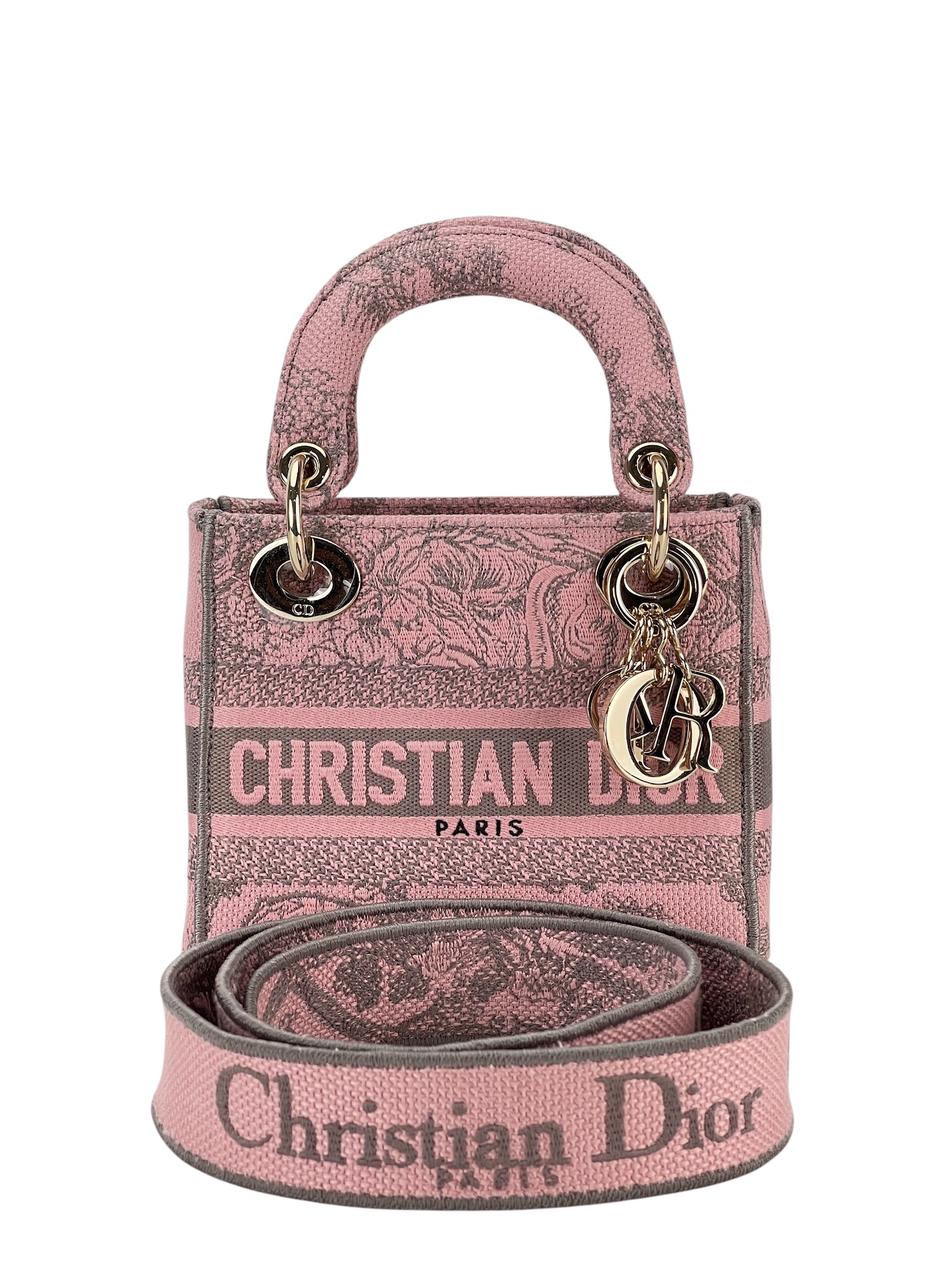 CHRISTIAN DIOR - Pink Canvas 2way Lady D-Lite Dior Bag – Camellia