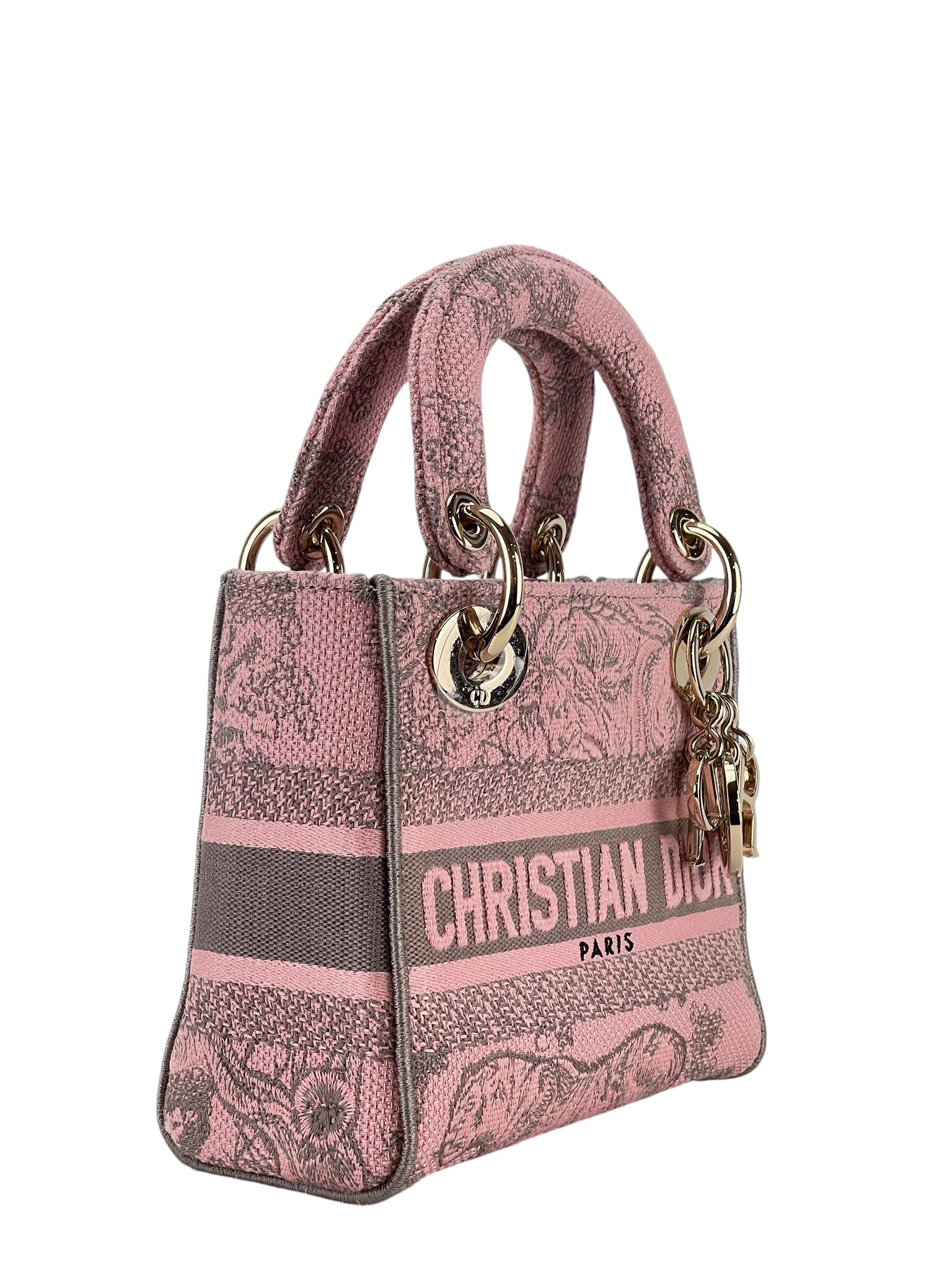 CHRISTIAN DIOR - Pink Canvas 2way Lady D-Lite Dior Bag – Camellia
