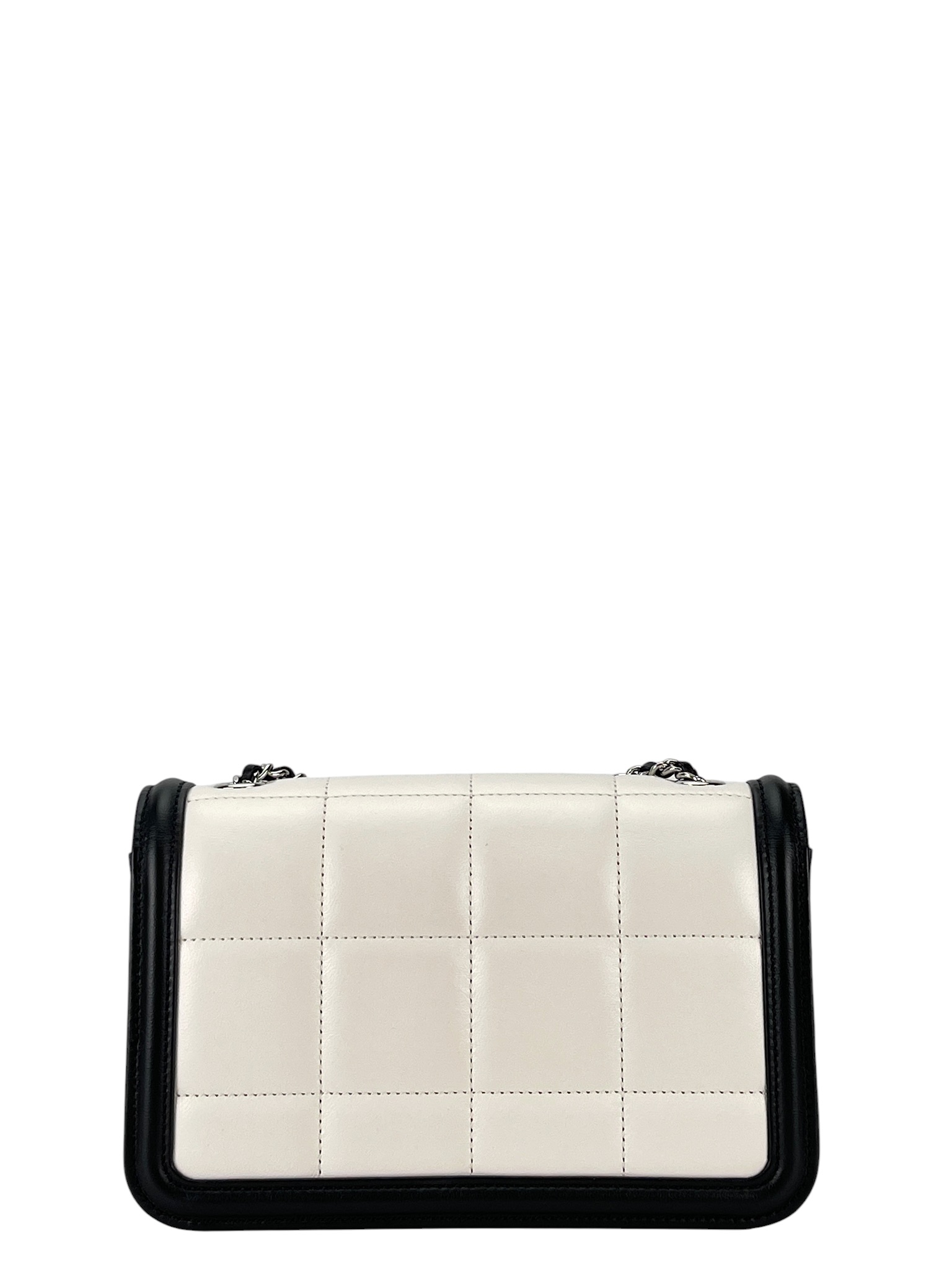 CHANEL - Mini Flap Bag 20 Black White Sliver Hardware
