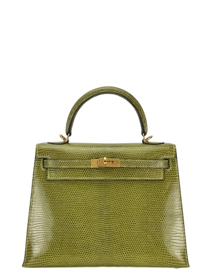 HERMES - Kelly 25 Vert Anis Lizard Leather Gold Hardware