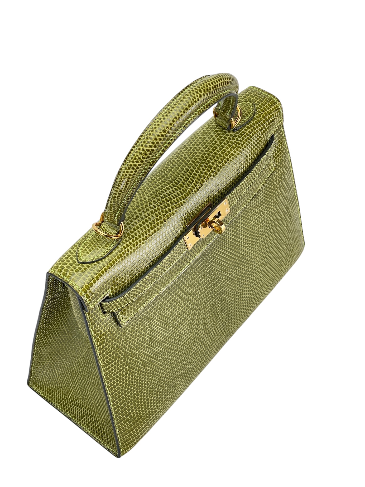 HERMES - Kelly 25 Vert Anis Lizard Leather Gold Hardware