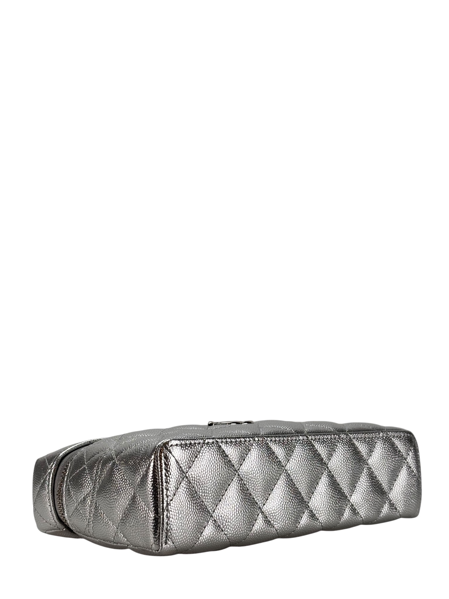 CHANEL - 26C Caviar Top Handle Long Vanity Case Sliver Hardware