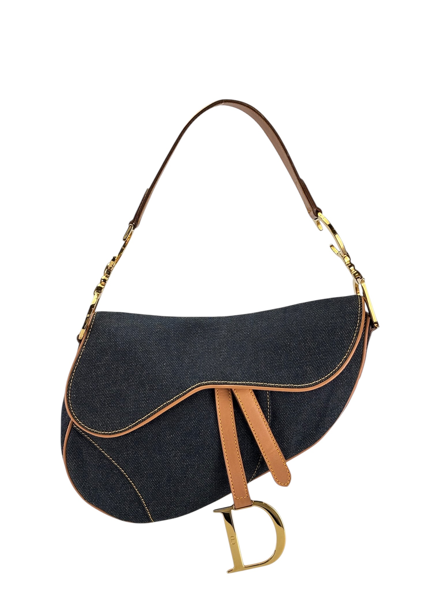 CHRISTIAN DIOR - Navy Denim Saddle Bag 