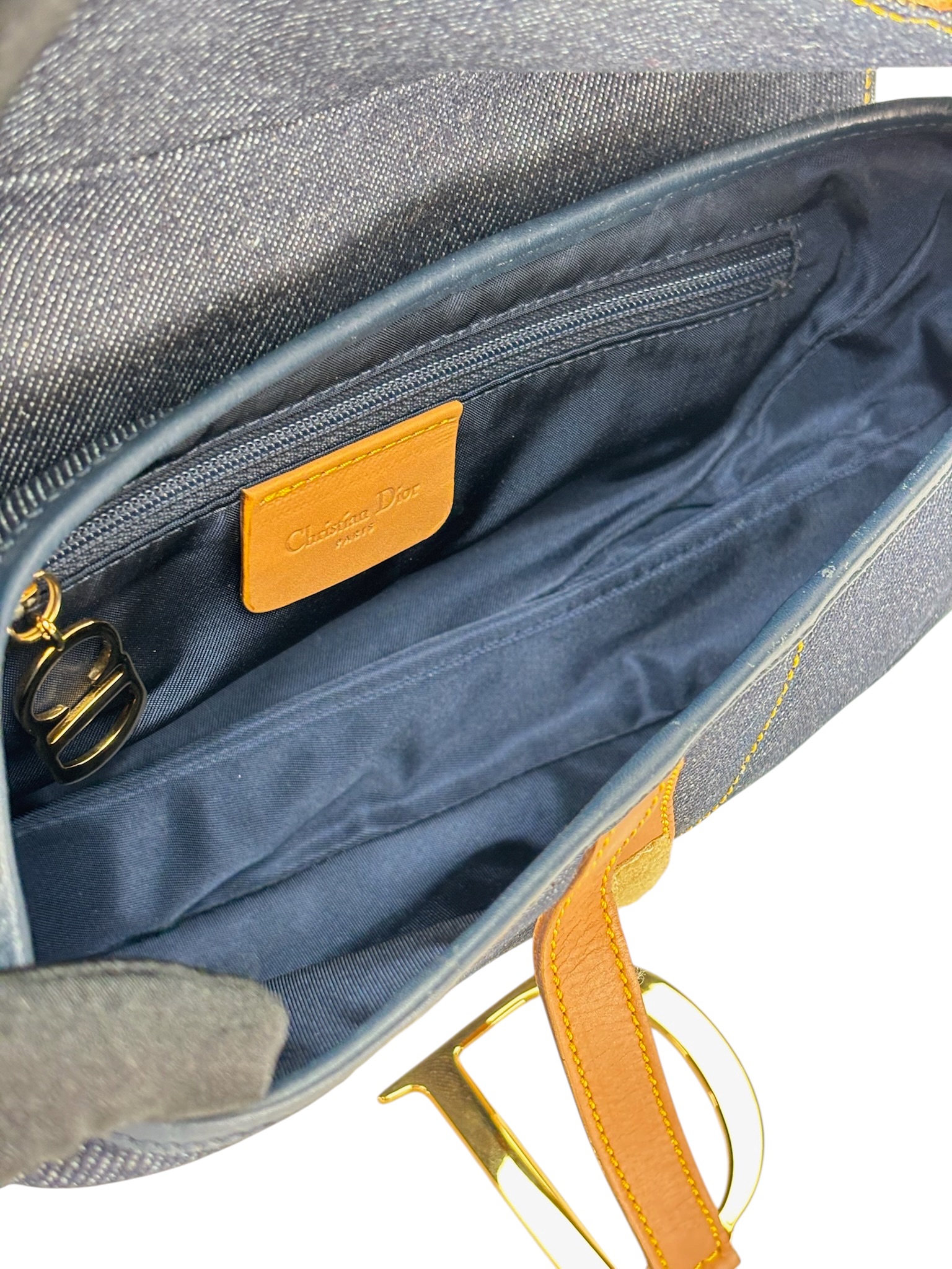 CHRISTIAN DIOR - Navy Denim Saddle Bag – Camellia Vintage Tokyo