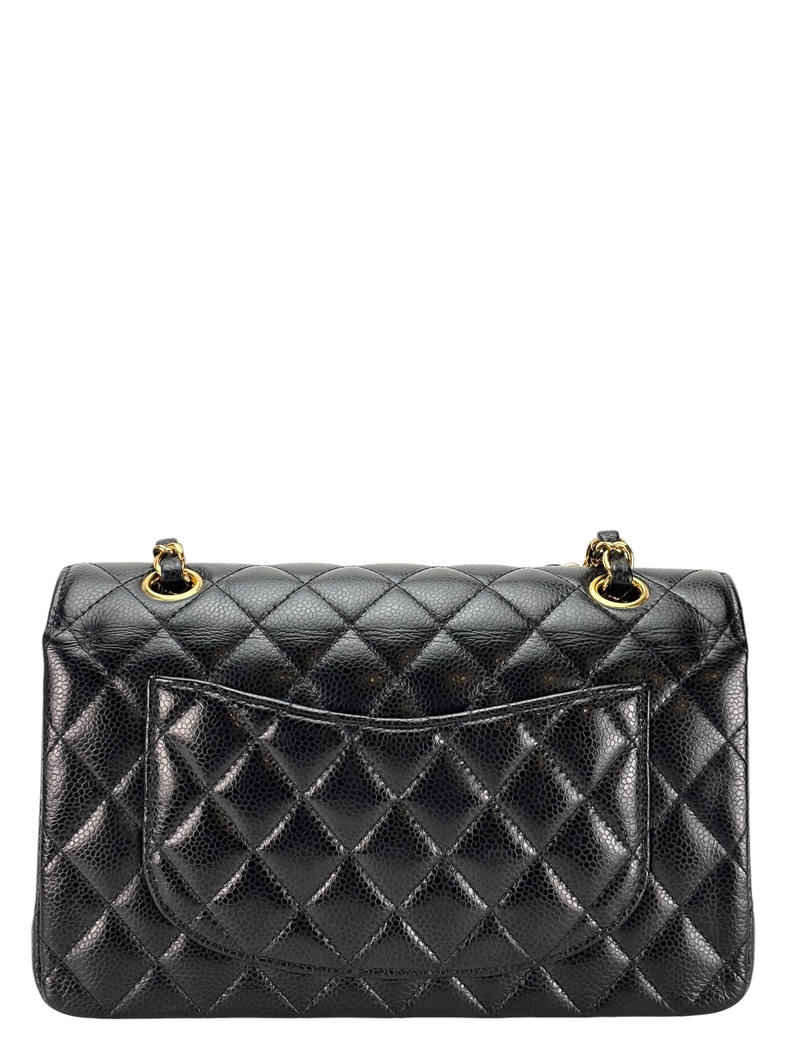 CHANEL - Small Classic Double Flap Bag Black Caviar Gold Hardware (CF23)