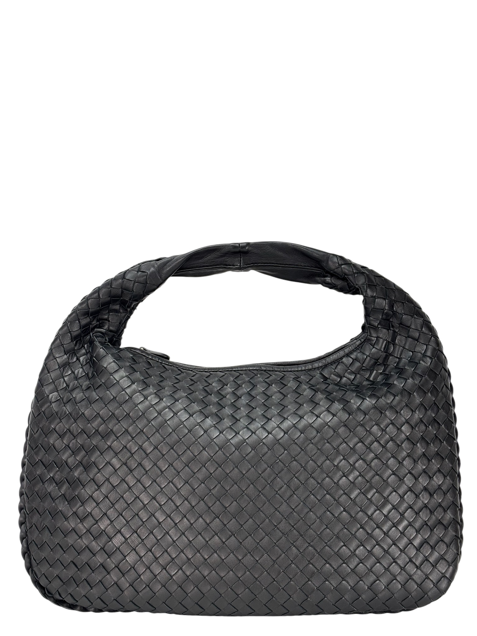 BOTTEGA VENETA - Black Leather Hobo Shoulder Bag