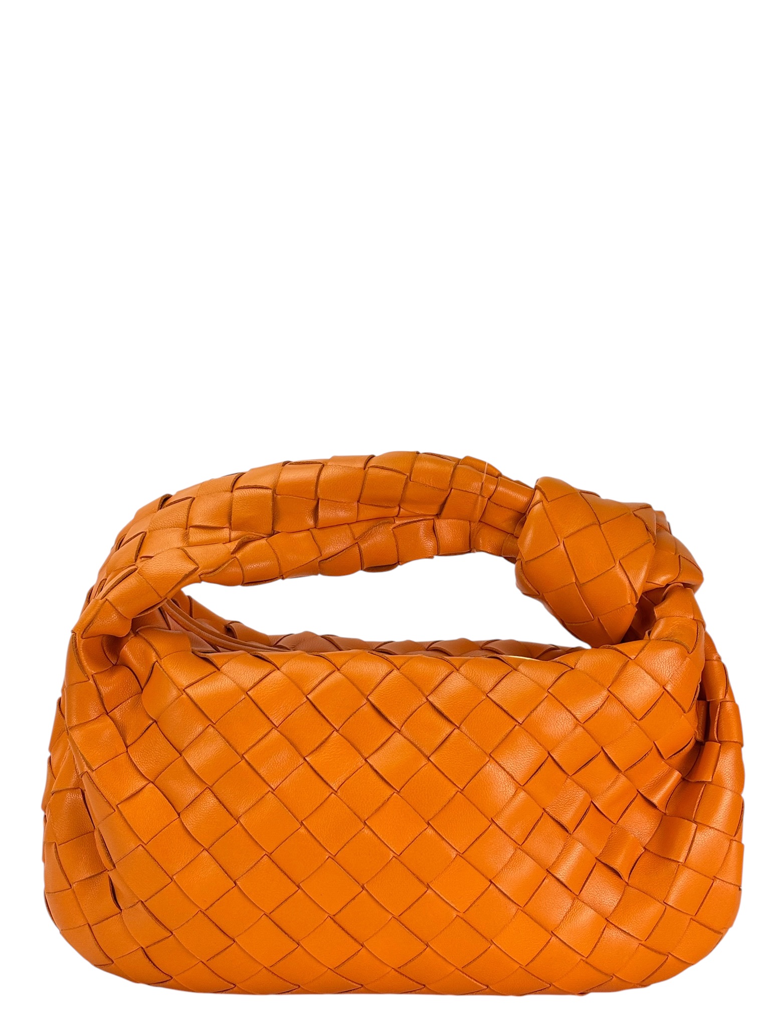 BOTTEGA VENETA - Orange Leather Nappa Intrecciato Jodie Handbag 