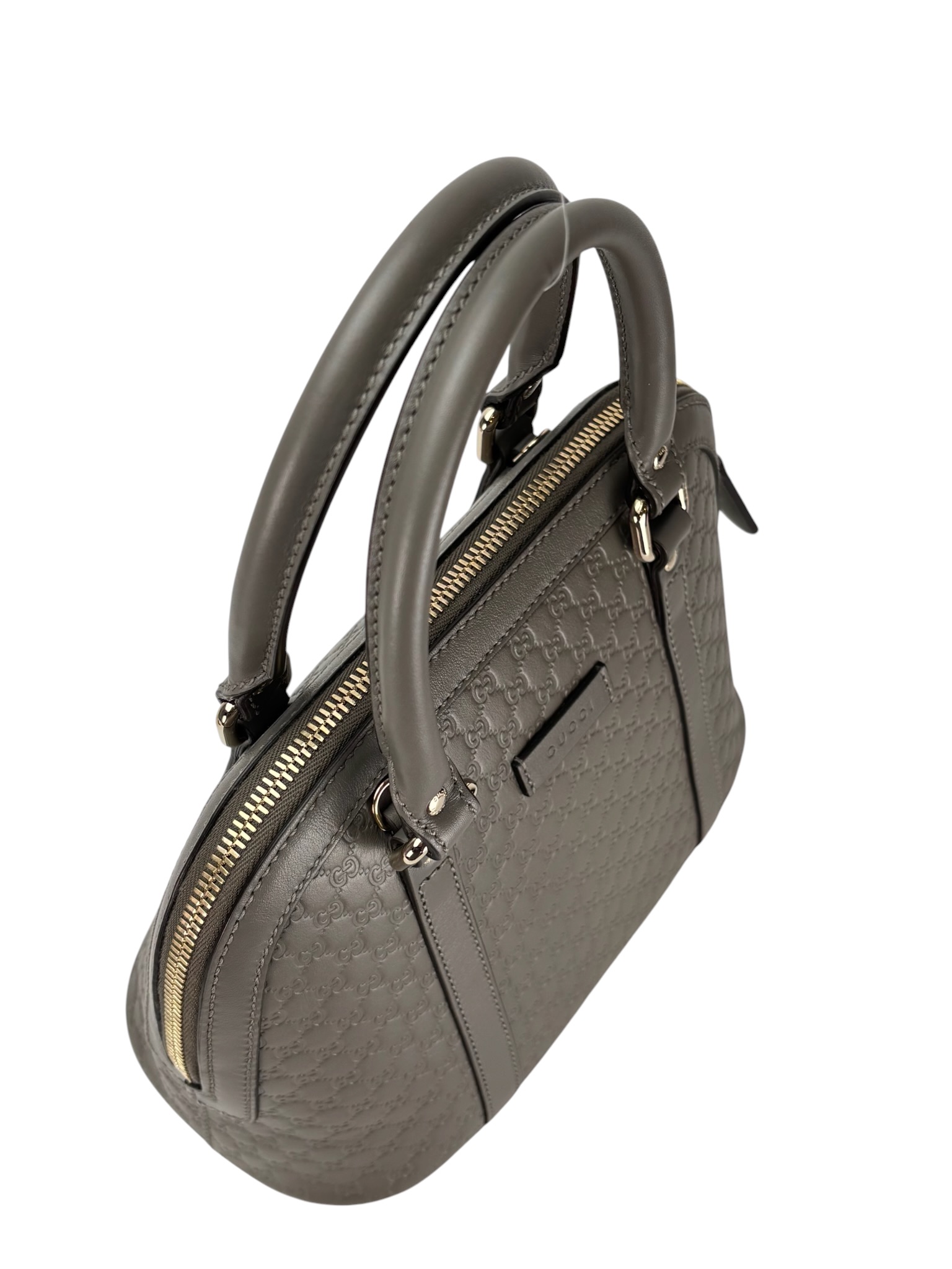 GUCCI - Grey Calfskin Mini Microguccissima Dome Bag – Camellia