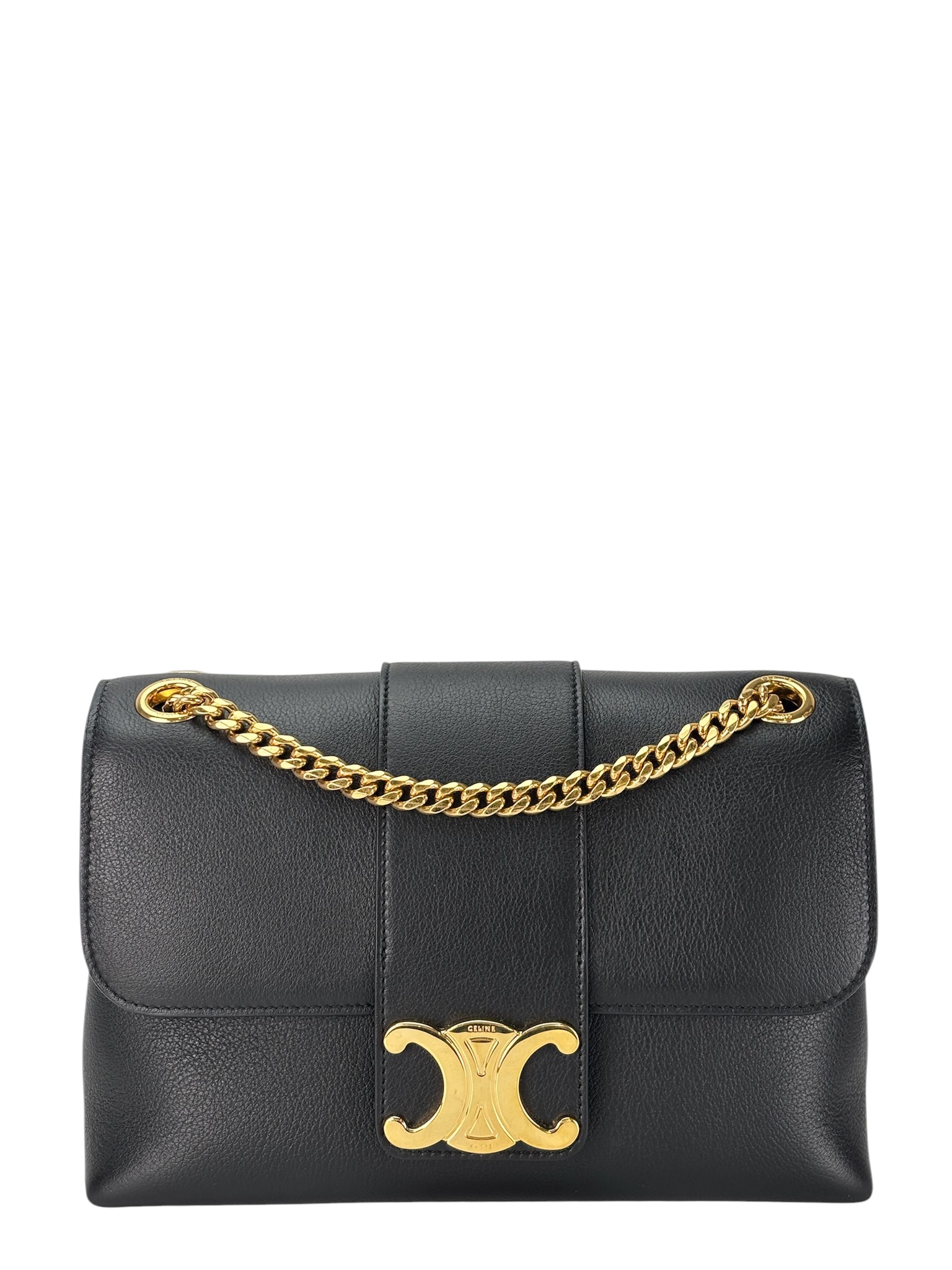 CELINE - Black Calfskin Medium Victoire Bag – Camellia Vintage Tokyo