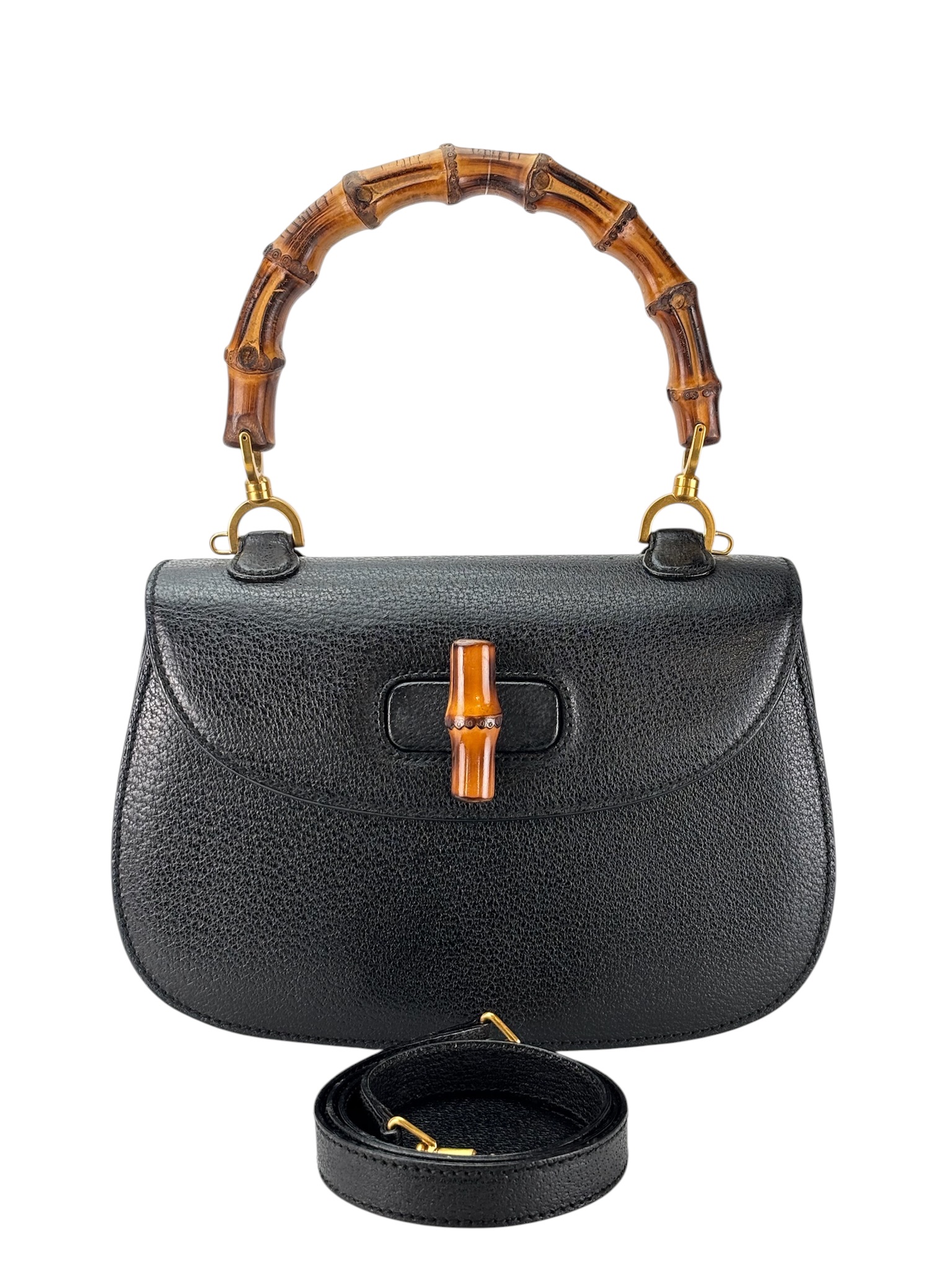 GUCCI - 2way Middle Leather Bamboo Handbag – Camellia Vintage Tokyo