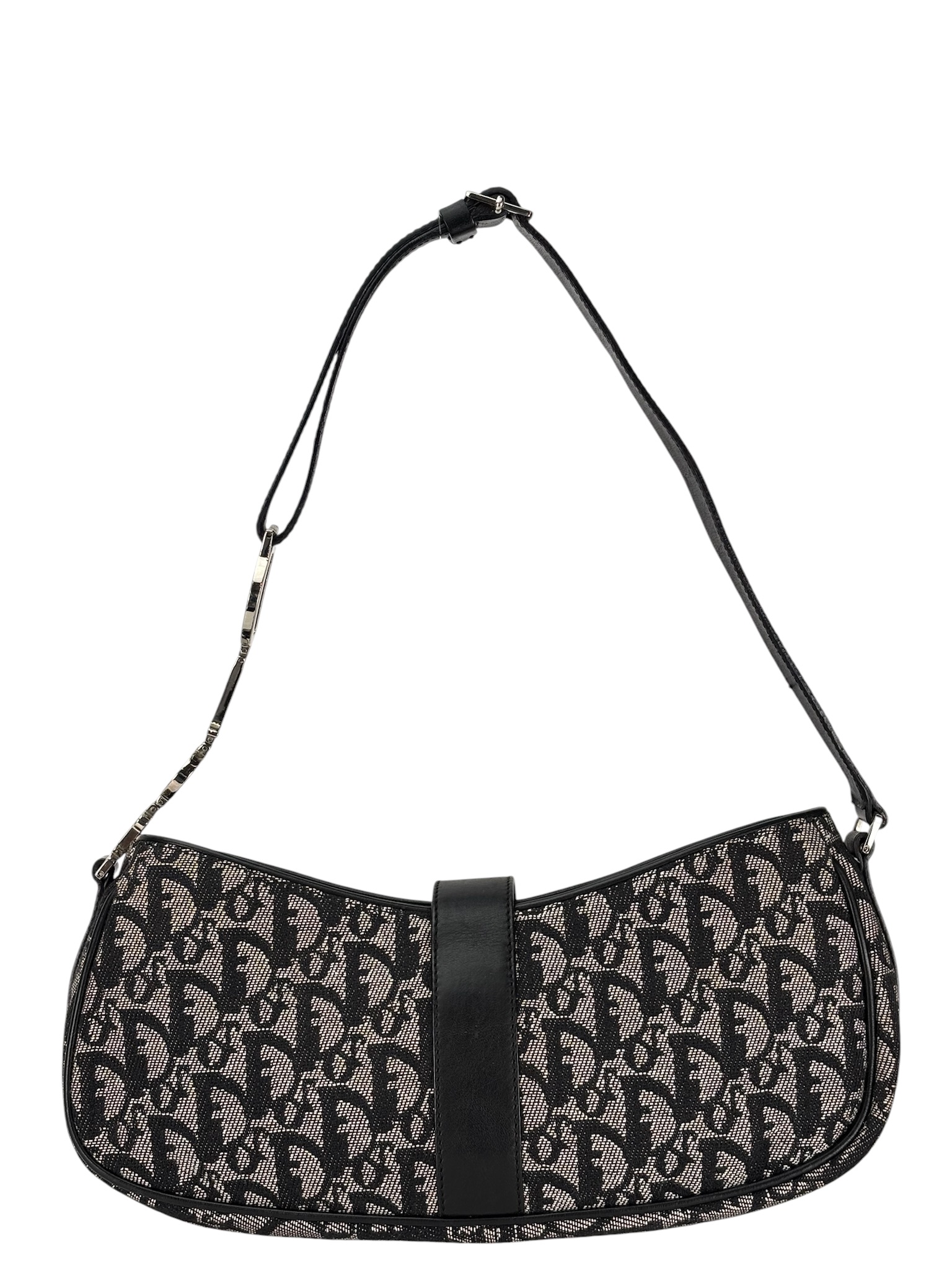 CHRISTIAN DIOR - Navy Canvas Trotter D Charm Trimmed Diorissimo Pochette Bag