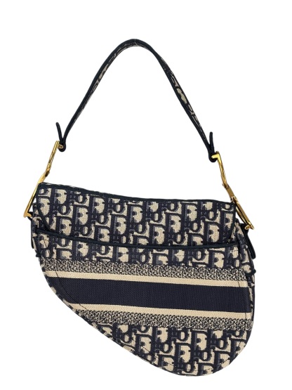 CHRISTIAN DIOR - Navy Oblique Saddle Bag – Camellia Vintage Tokyo