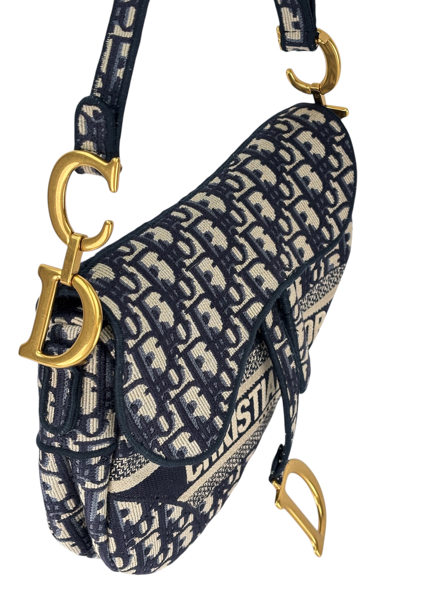 CHRISTIAN DIOR - Navy Oblique Saddle Bag – Camellia Vintage Tokyo
