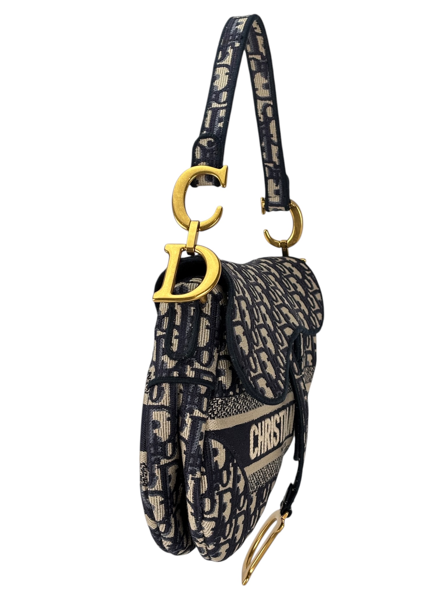 CHRISTIAN DIOR - Navy Oblique Saddle Bag – Camellia Vintage Tokyo