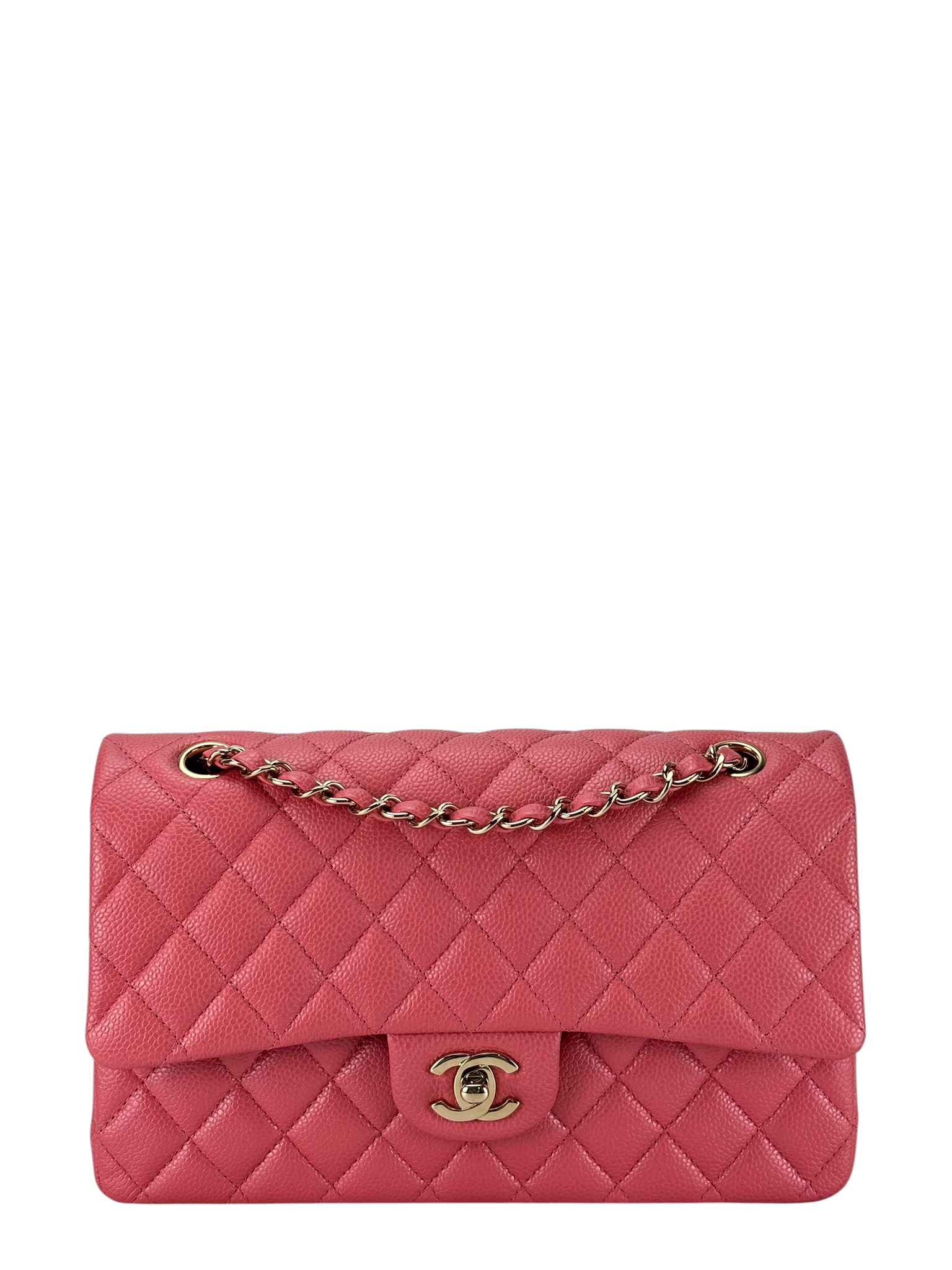 CHANEL - Medium Classic Double Flap Bag Pink Caviar Gold Hardware (CF25) 