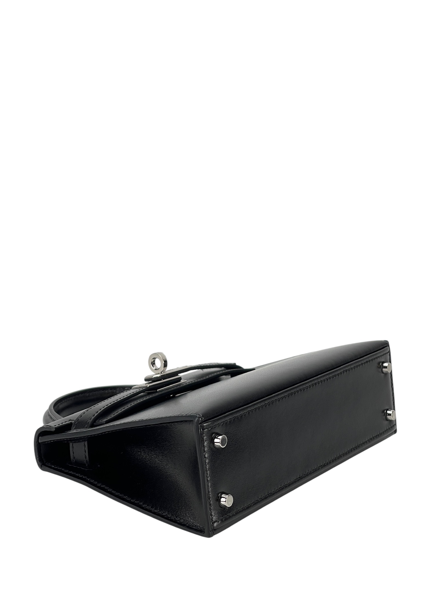 HERMES - Mini Kelly Noir Box Palladium Hardware – Camellia Vintage