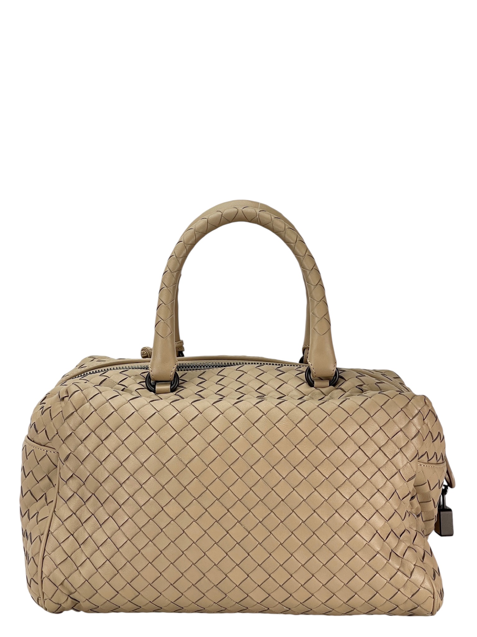 BOTTEGA VENETA - Beige Veneta Intrecciato Leather Boston Bag