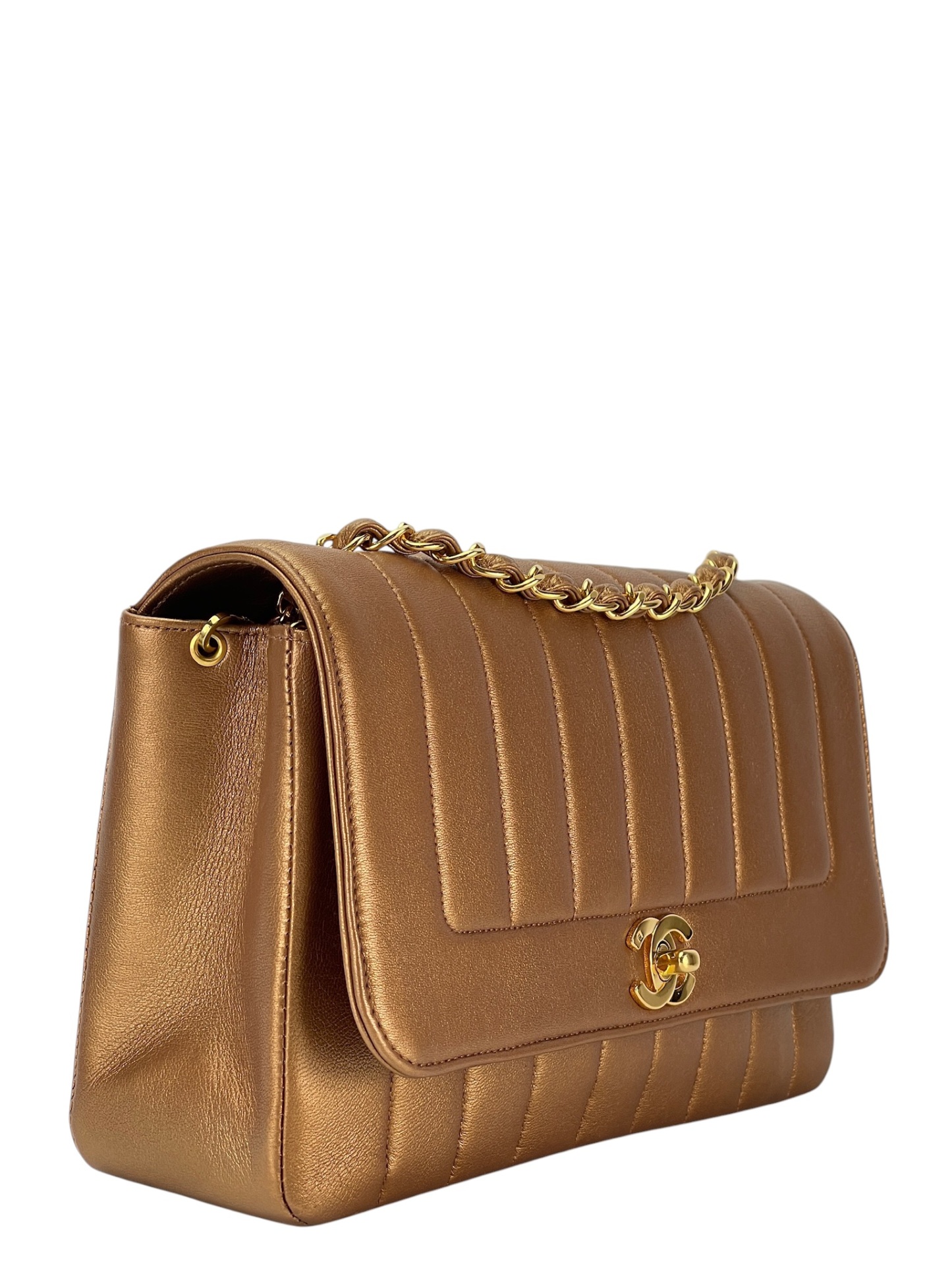CHANEL - Gold Lambskin Diana Crossbody Bag – Camellia Vintage Tokyo