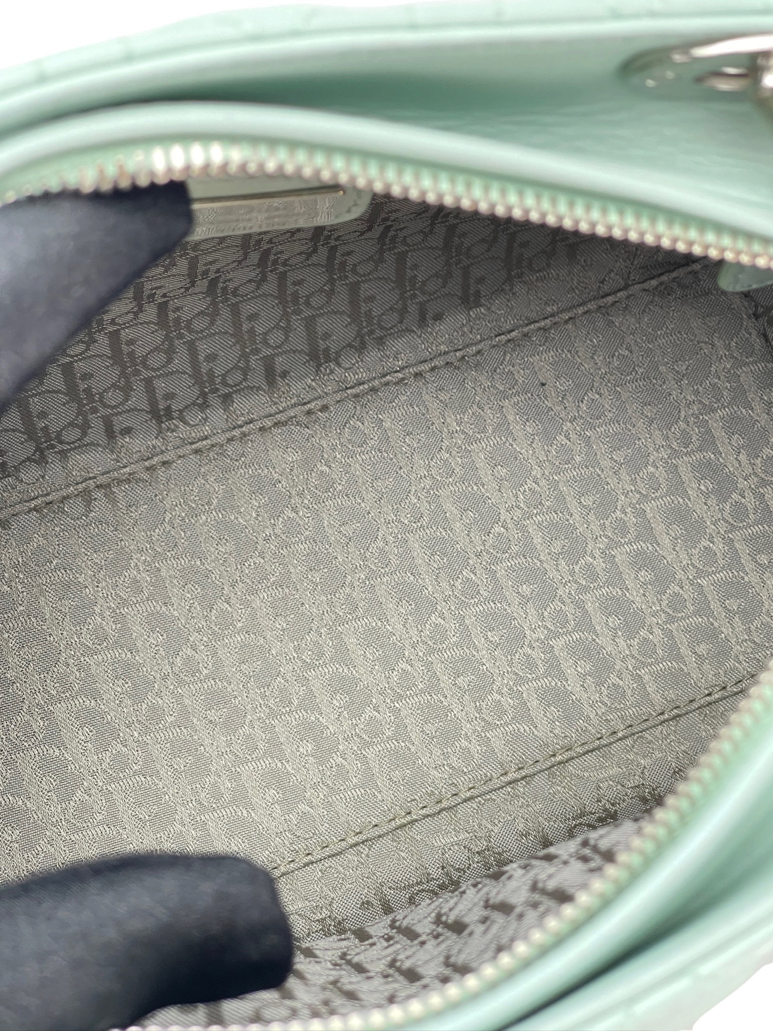 CHRISTIAN DIOR - Mint Green Lambskin Lady Dior Handbag – Camellia