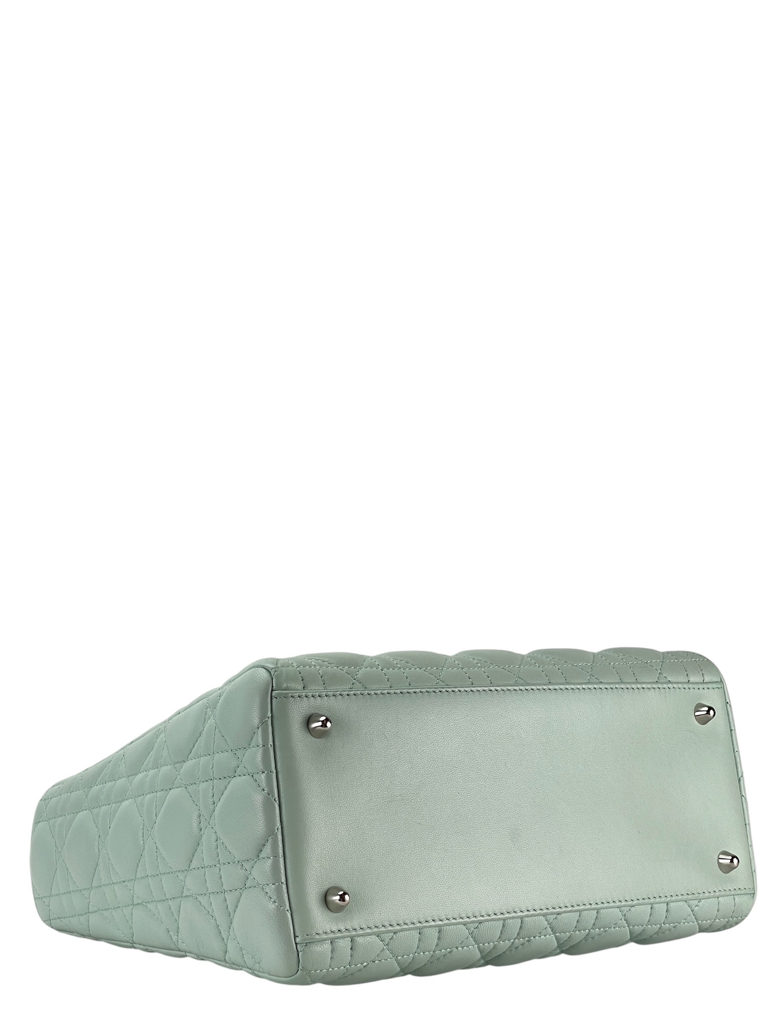 CHRISTIAN DIOR - Mint Green Lambskin Lady Dior Handbag – Camellia