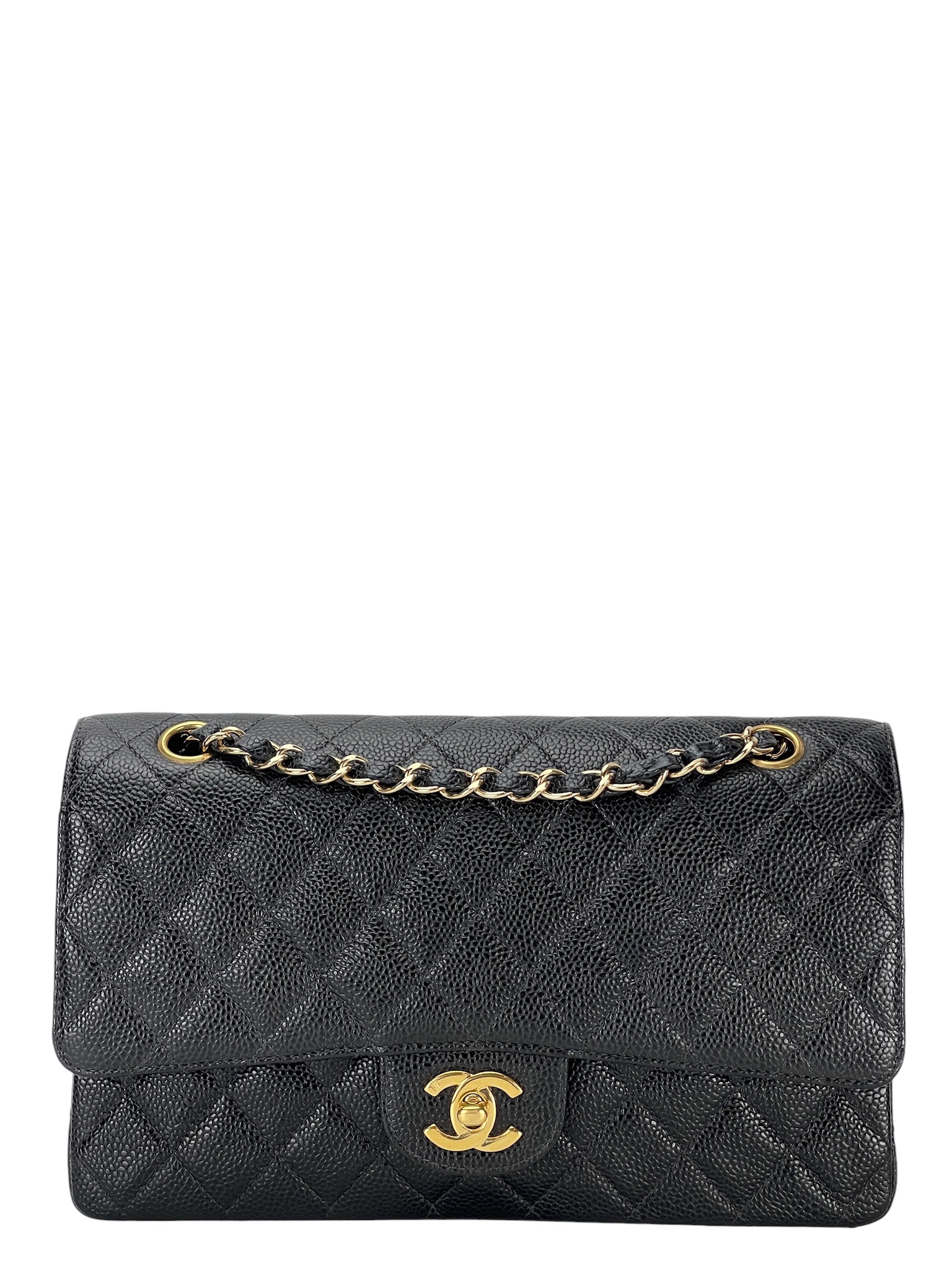 CHANEL - Medium Classic Double Flap Bag Black Caviar Gold Hardware (CF25)