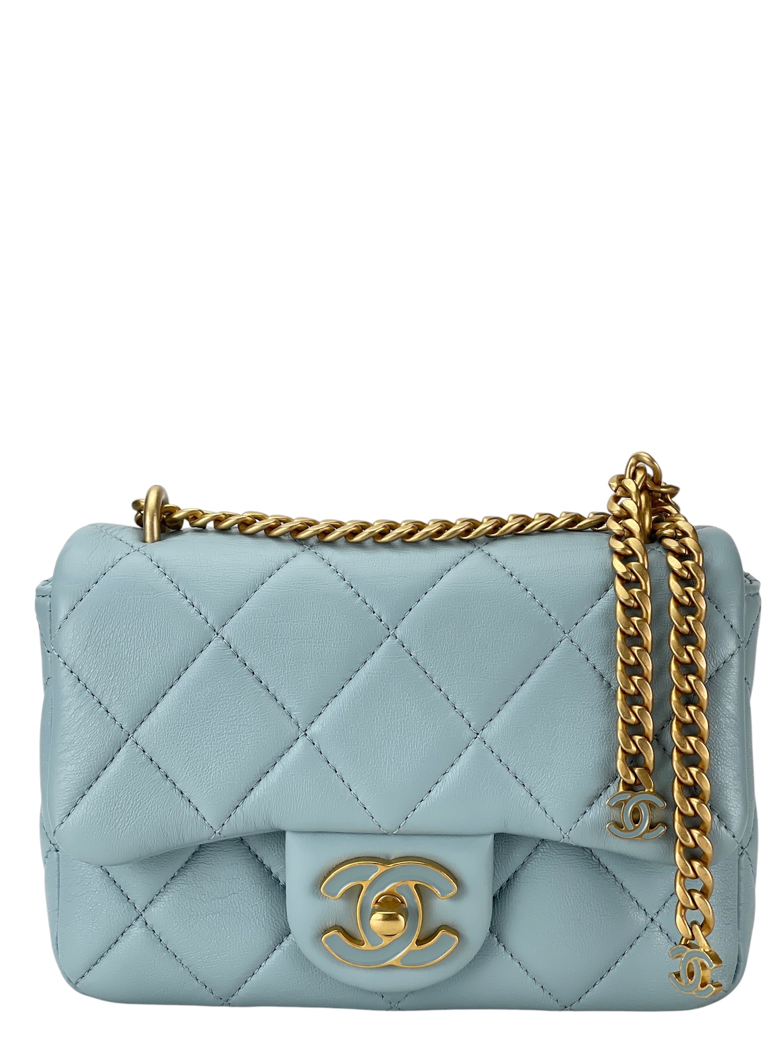 CHANEL - Blue Lambskin Mini Flap Bag