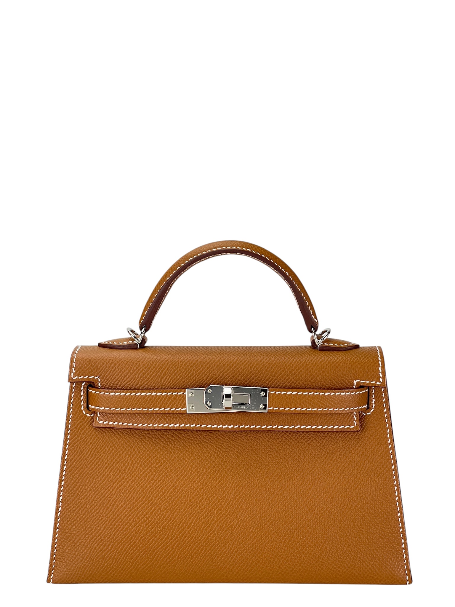 HERMES - Mini Kelly 2 Gold Epsom Palladium Hardware