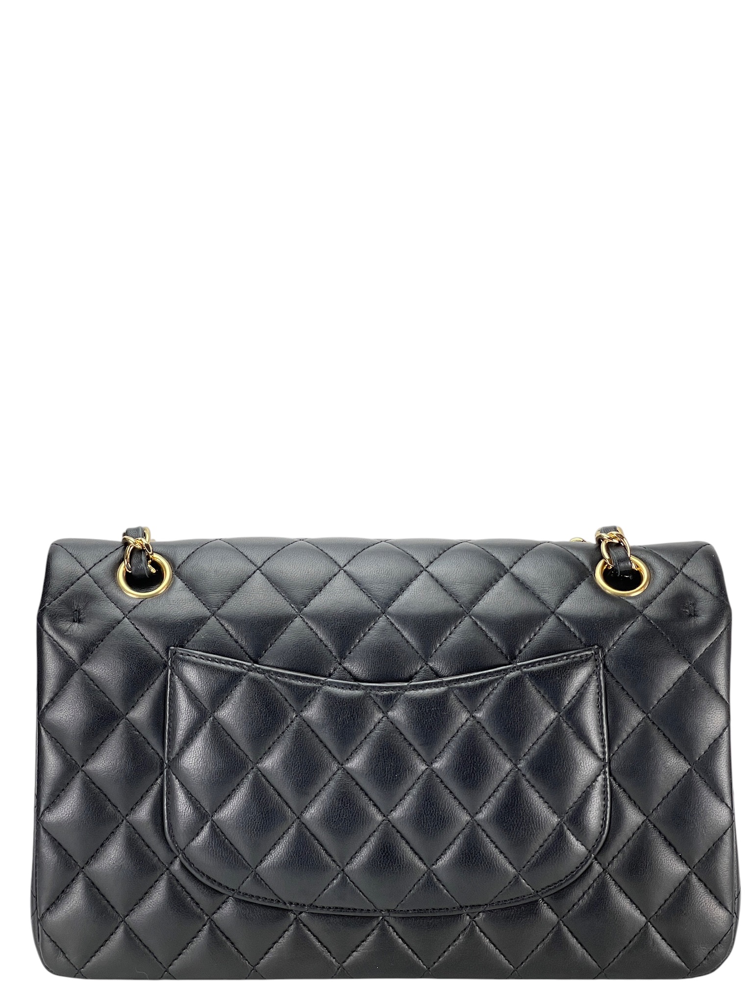 CHANEL - Medium Classic Double Flap Bag Black Lambskin Gold Hardware (CF25)