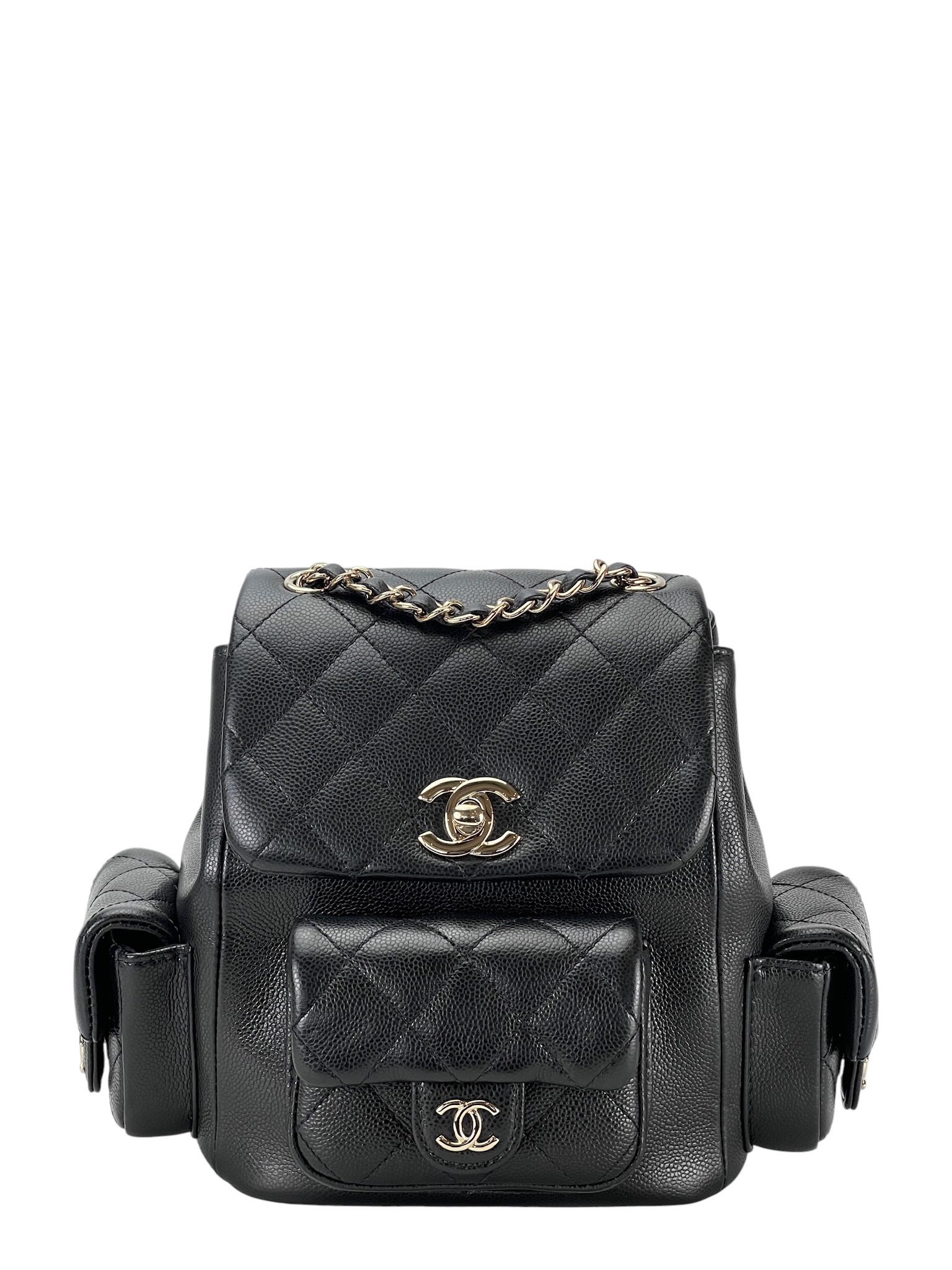 CHANEL - Small Black Calfskin Classic Backpack