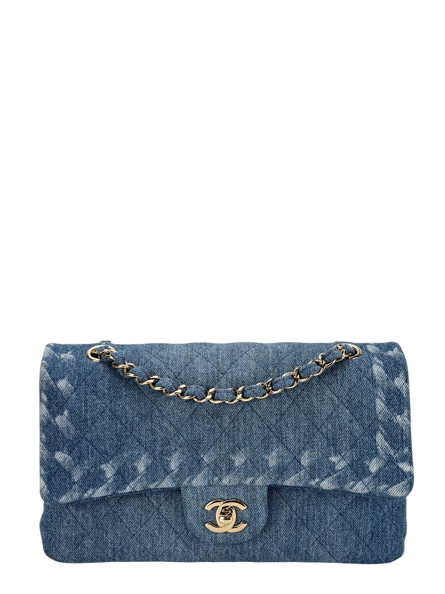 CHANEL - Blue Denim Double Flap 25 Sliver Hardware