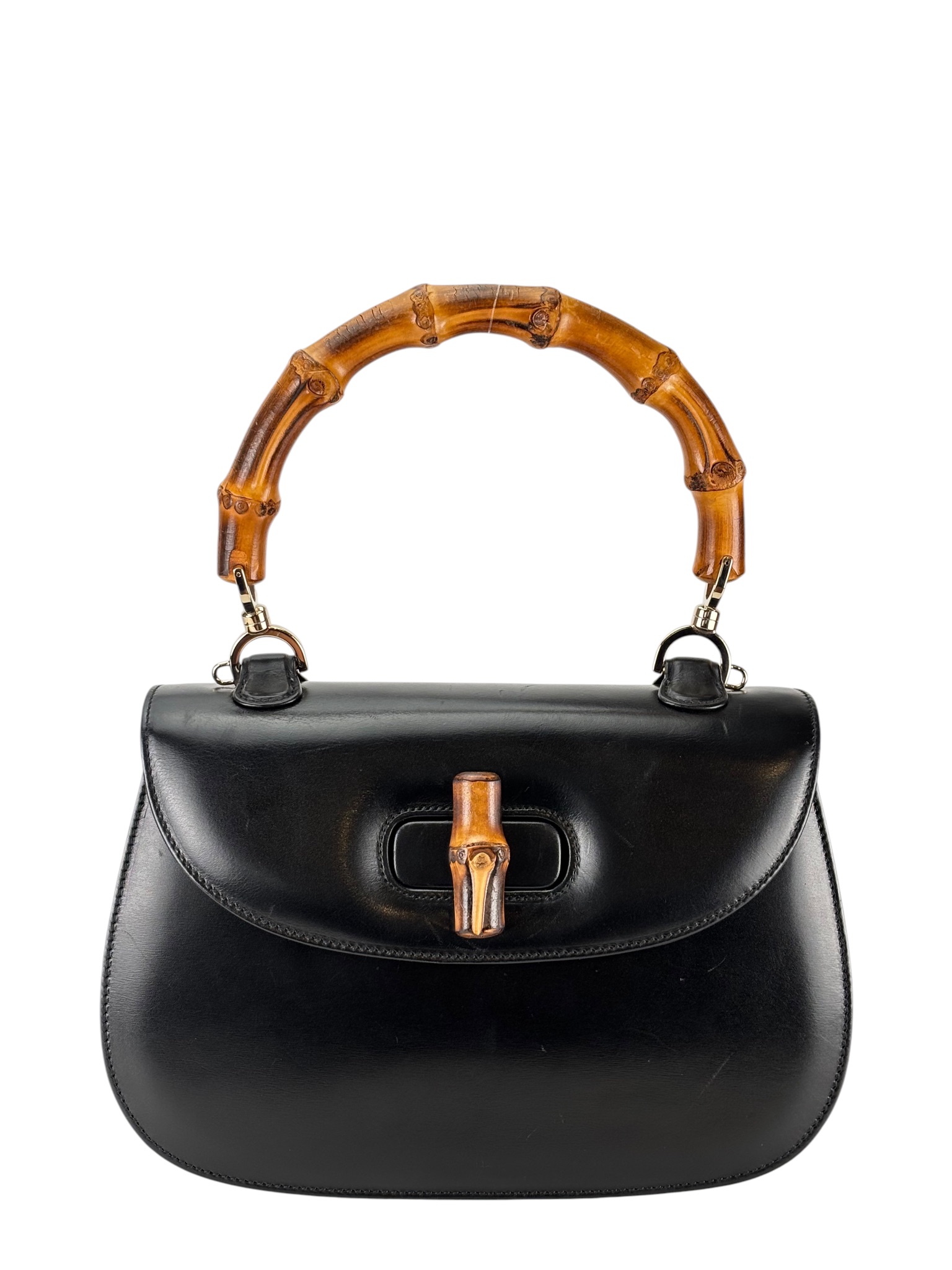 GUCCI - 2way Middle Leather Bamboo Handbag 