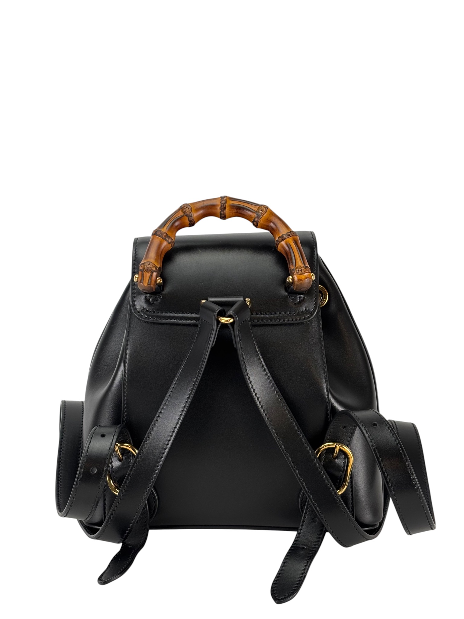 GUCCI - Black Bamboo Leather Backpack