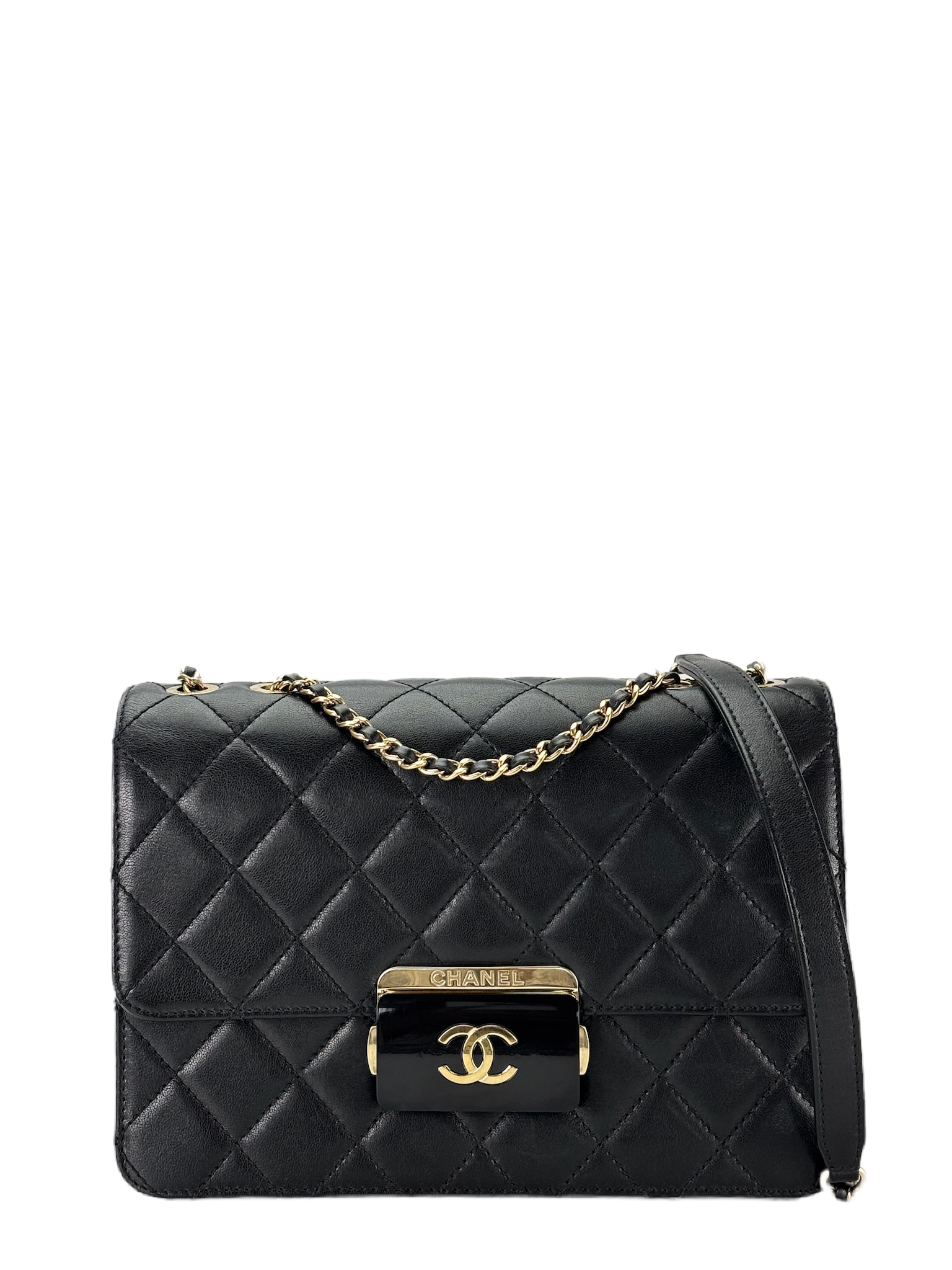 CHANEL - Black Lambskin Beauty Lock Flap Bag