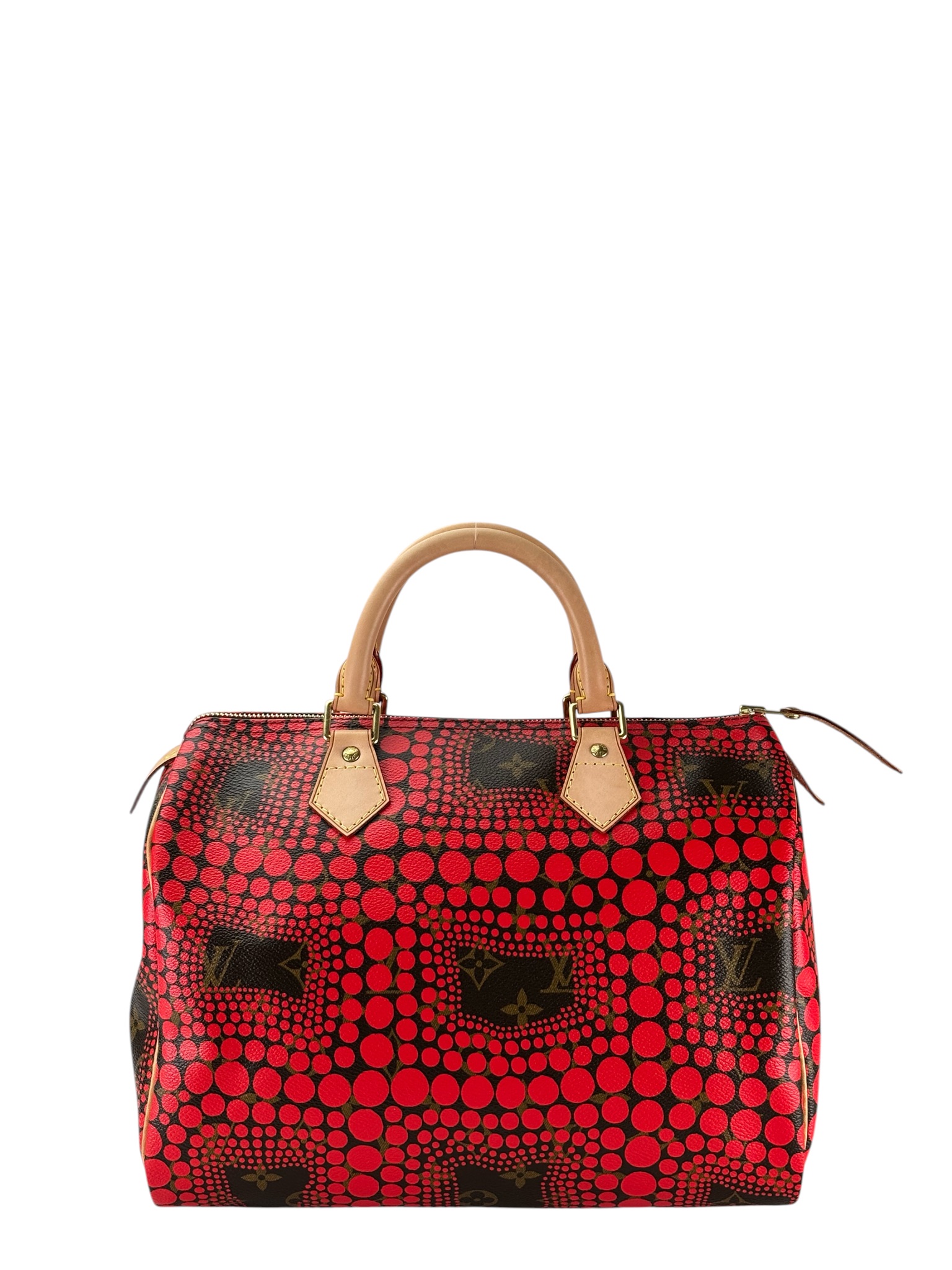 LOUIS VUITTON - LV x Yayoi Canvas Monogram Kusama Pumpkin Dot Speedy 30 Red 