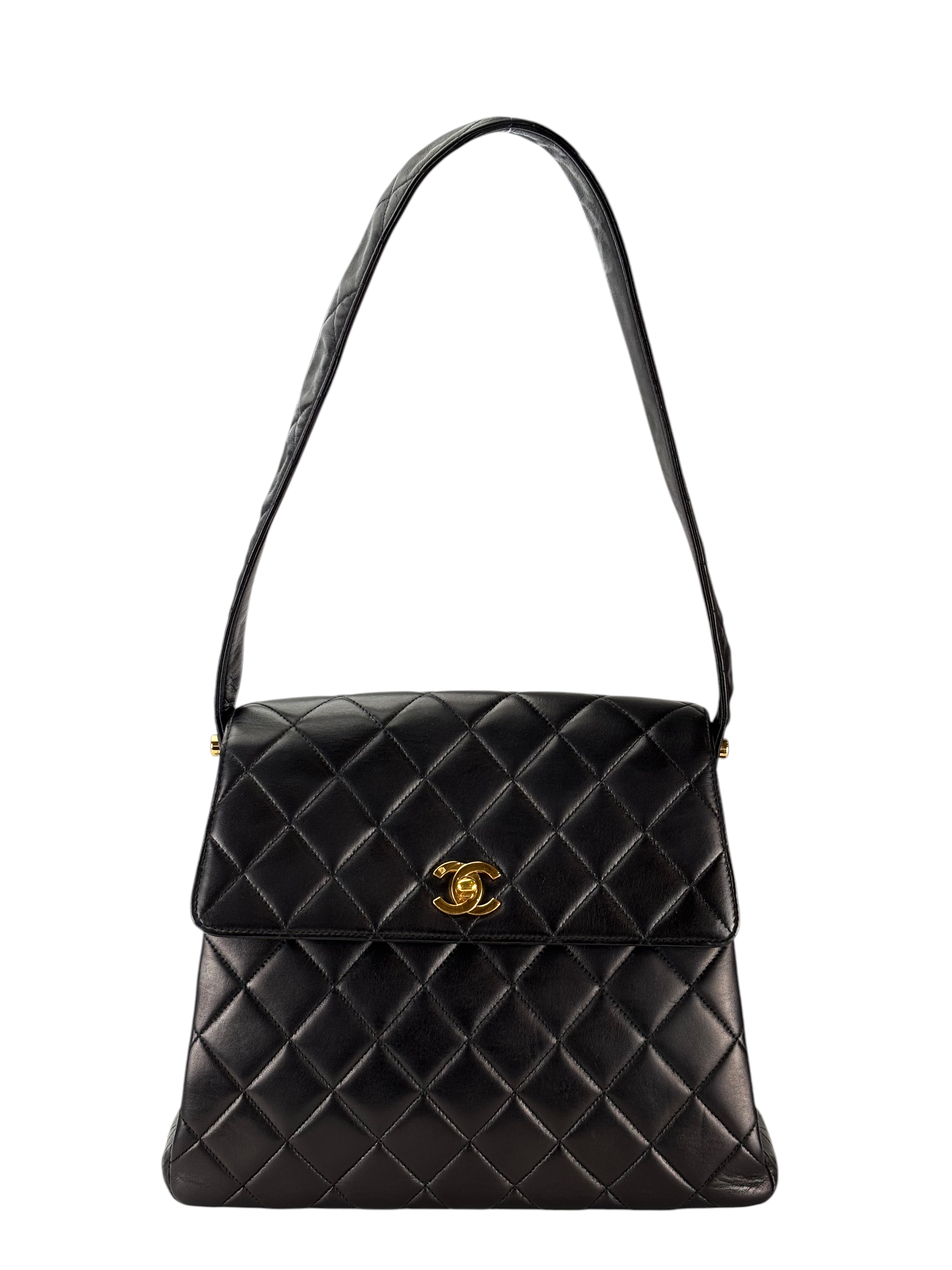 CHANEL - Kelly Flap Shoulder Bag Black Lambskin