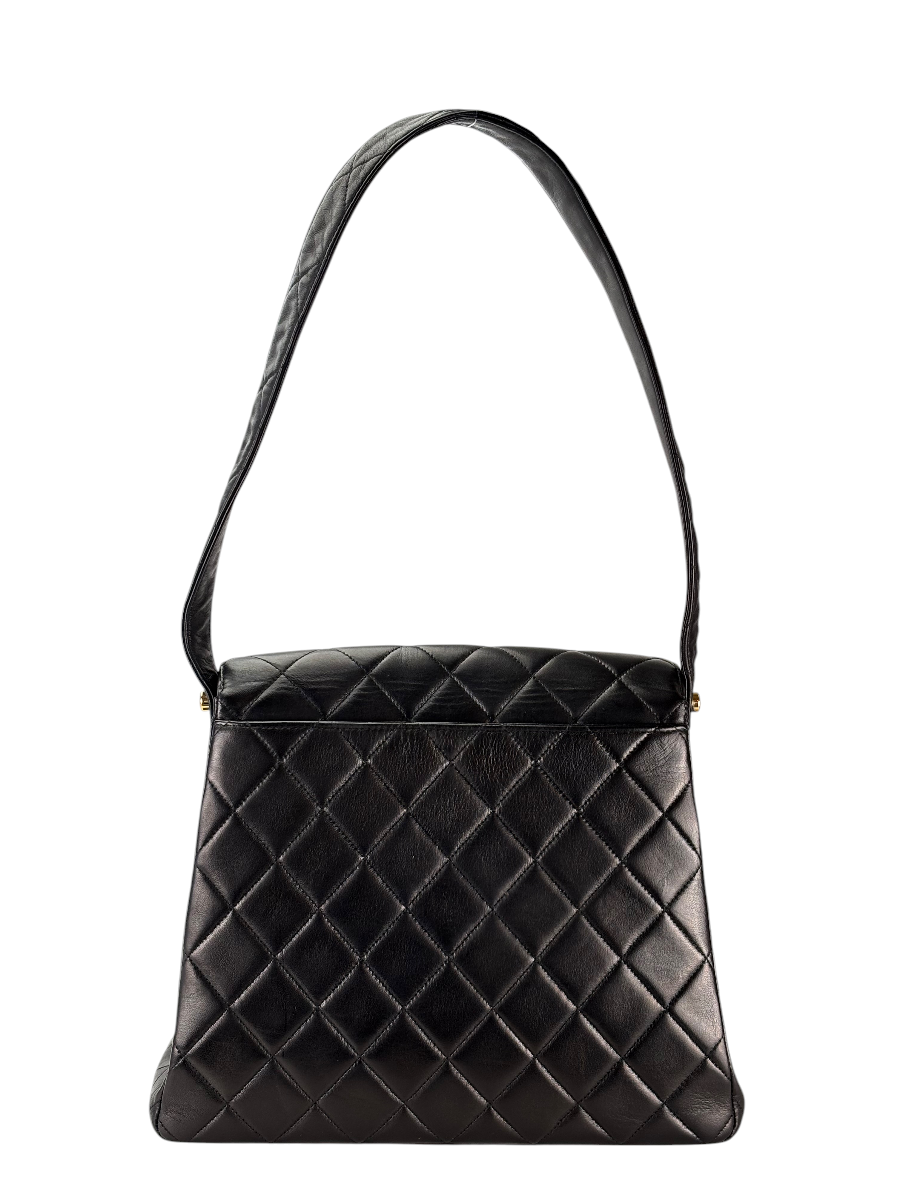 CHANEL - Kelly Flap Shoulder Bag Black Lambskin