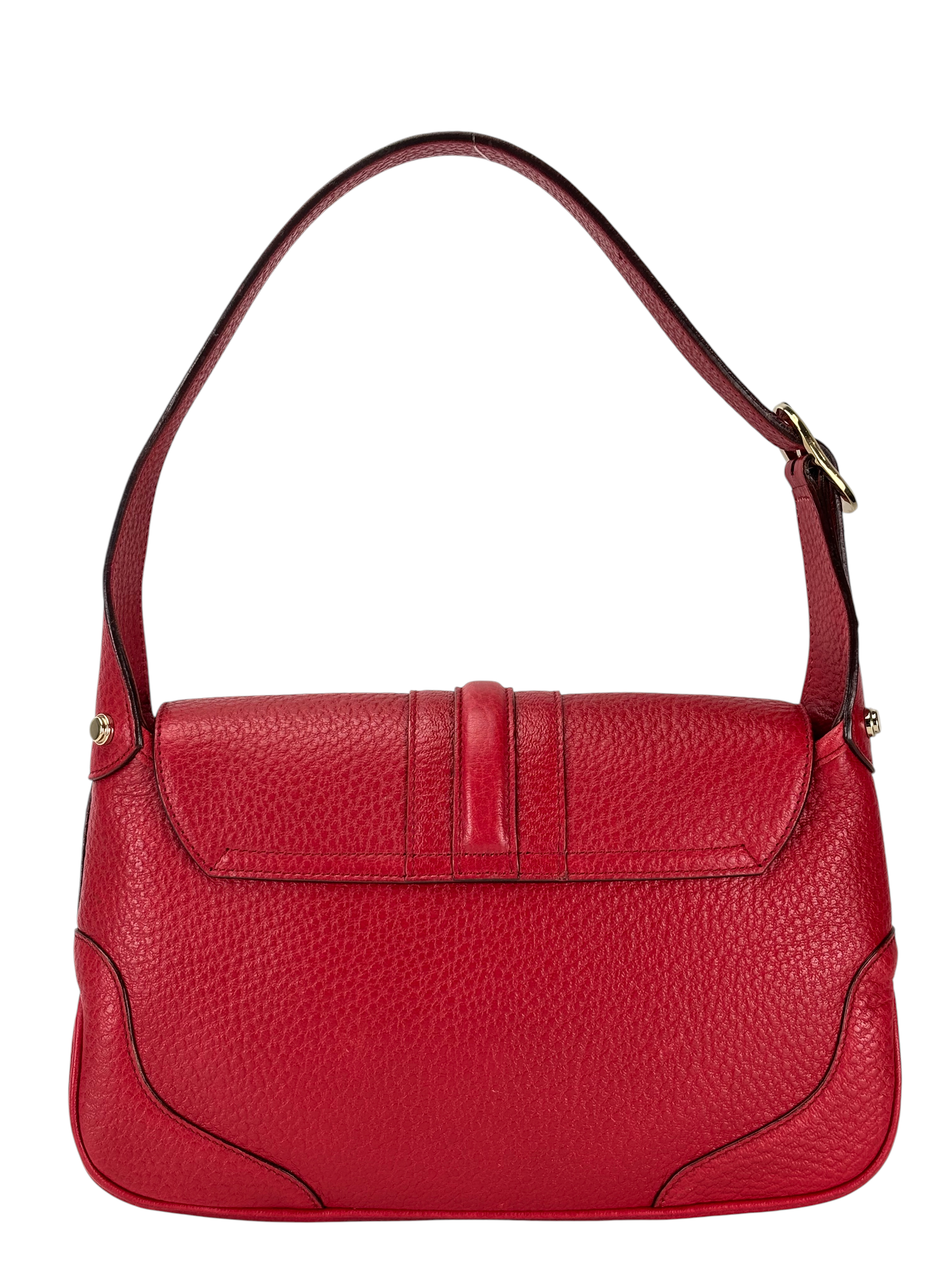GUCCI - Red Leather Metal Logo Shoulder Bag