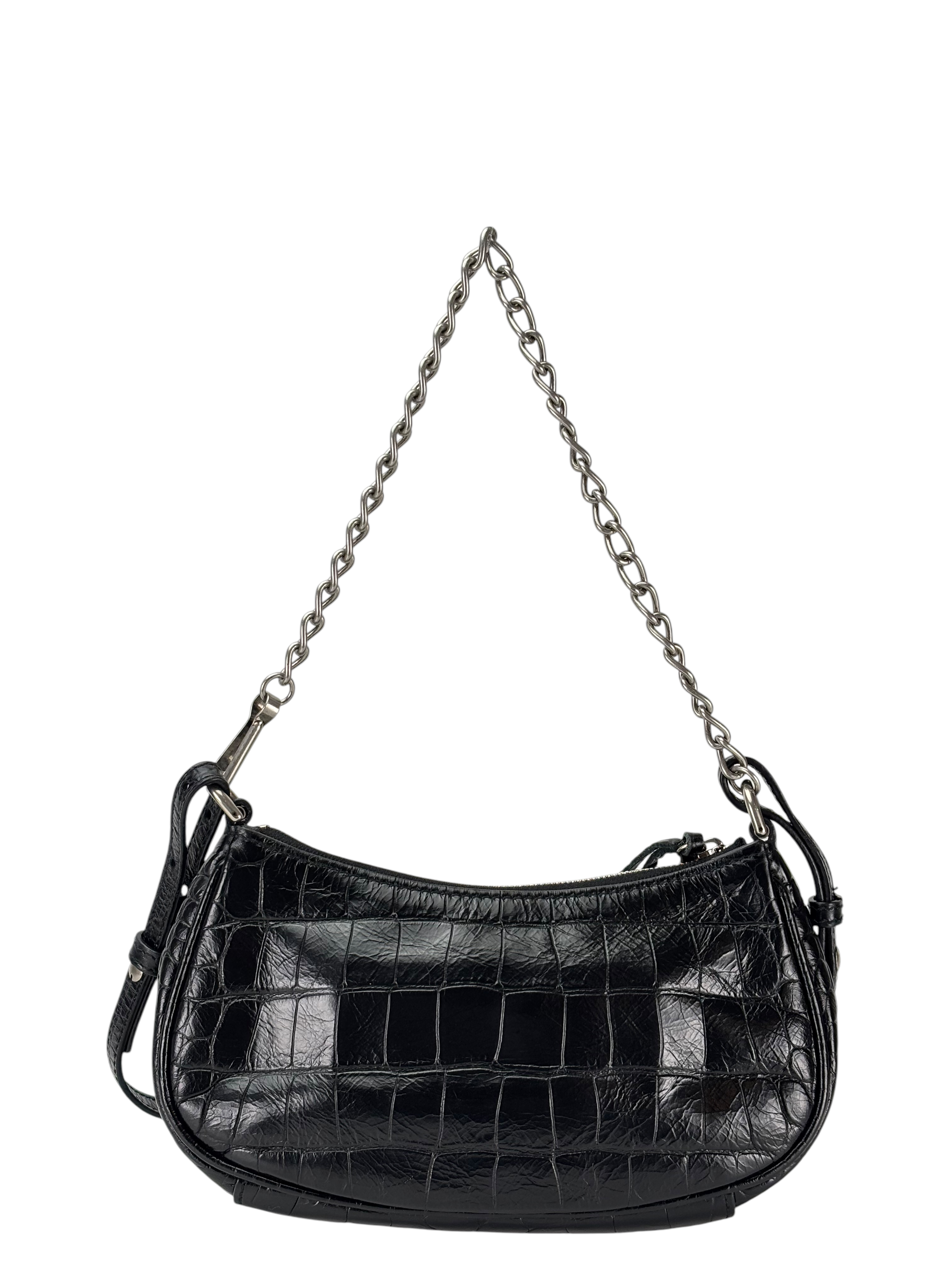 BALENCIAGA - Black Le Cagole Rhinestone Leather Shoulder Bag