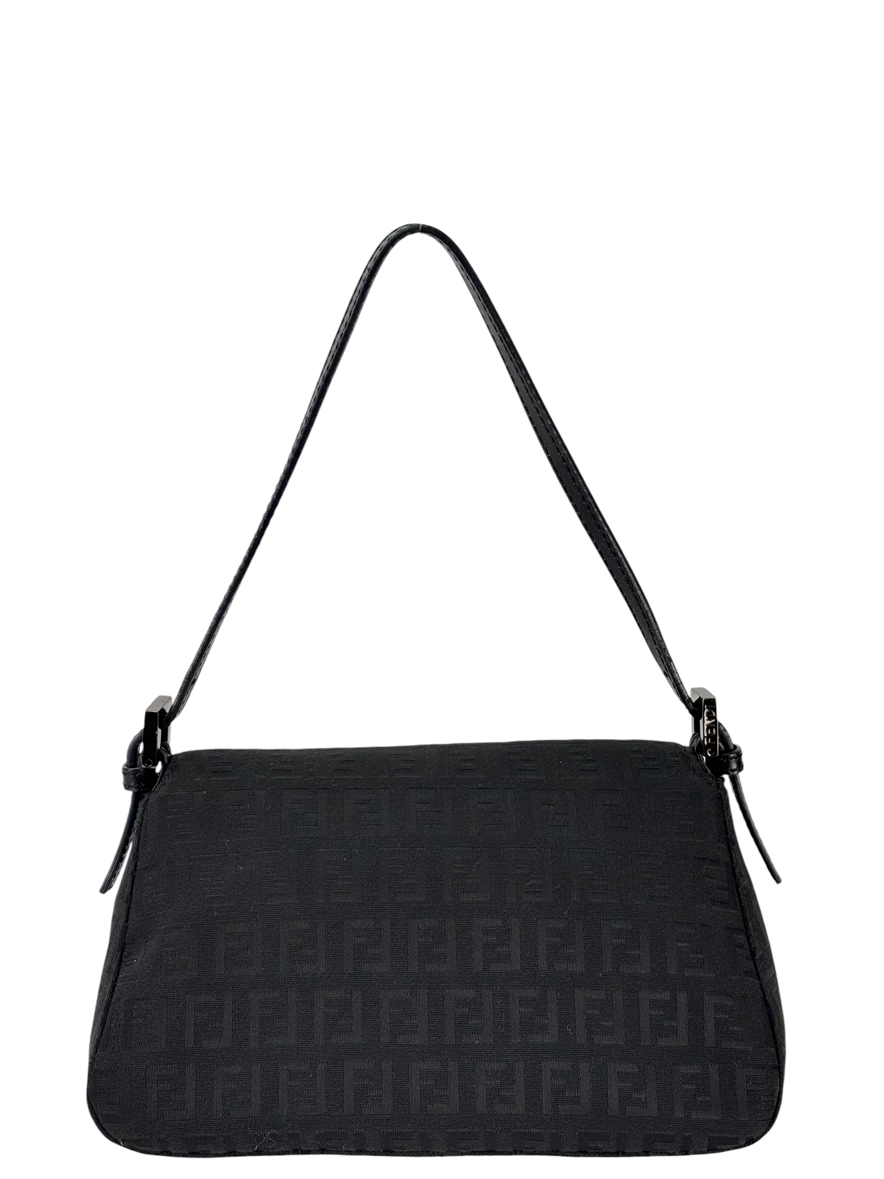 FENDI - Black Canvas Mamma Baguette Zucchino Bag